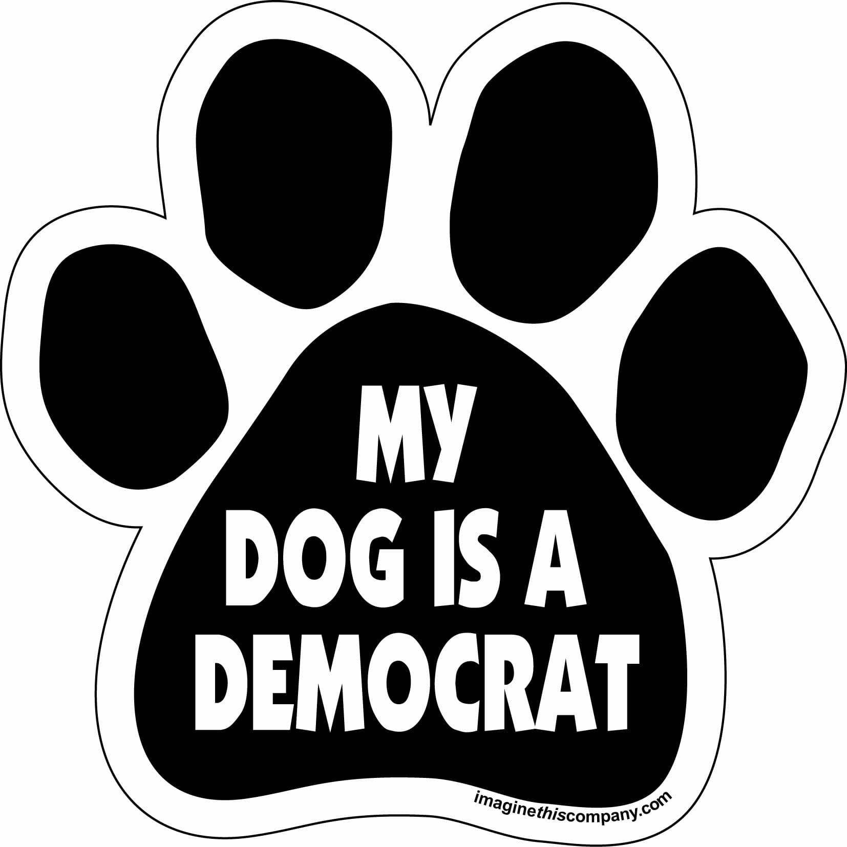 Imagine This Paw Car Magnet, My Dog is a Democrat, 5-1/2-Inch by 5-1/2-Inch