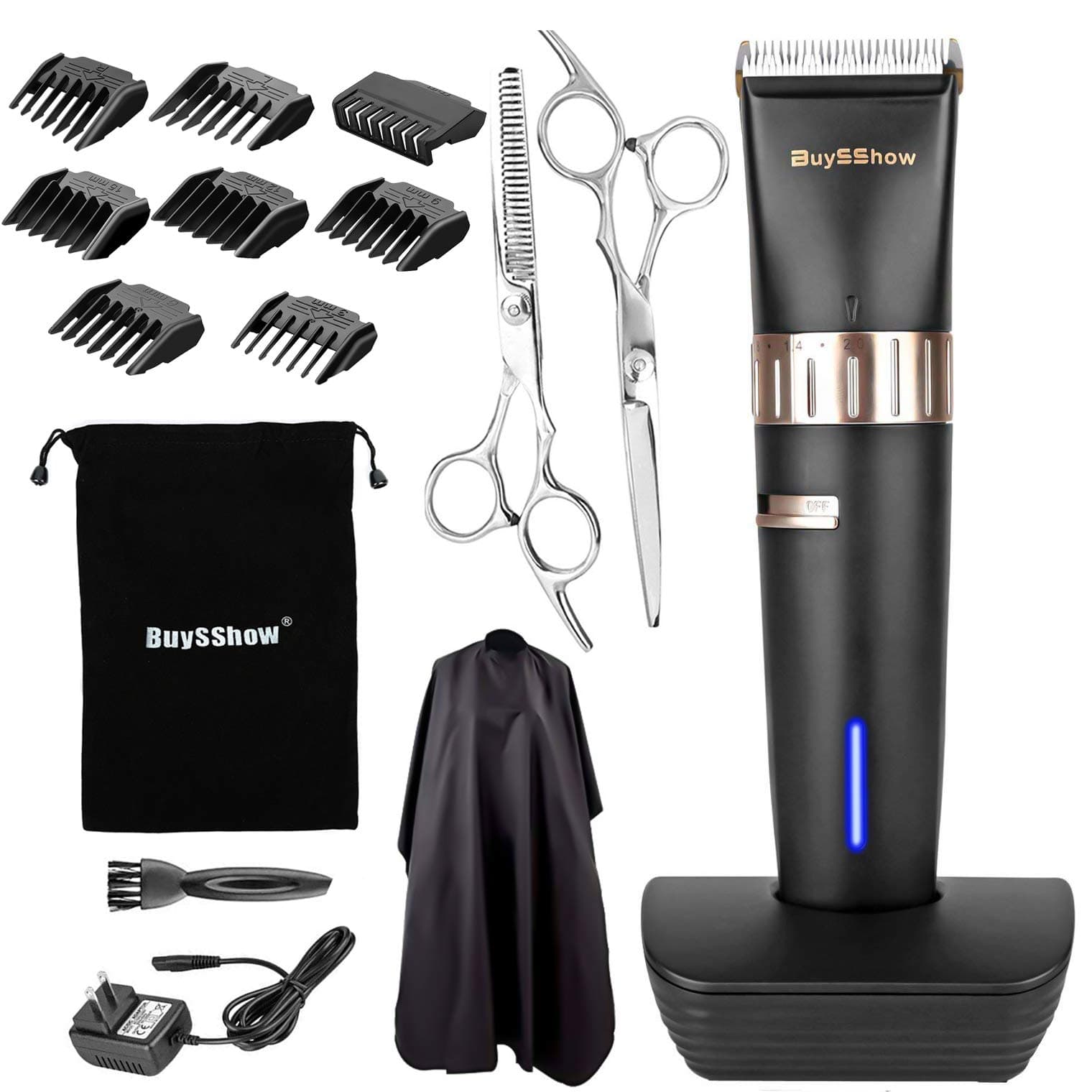 Quiet Professional Hair Clippers Set Cordless Rechargeable Hair clippers for Men and Babies with Charging Dock, 8 Comb Guides, 2 Scissors