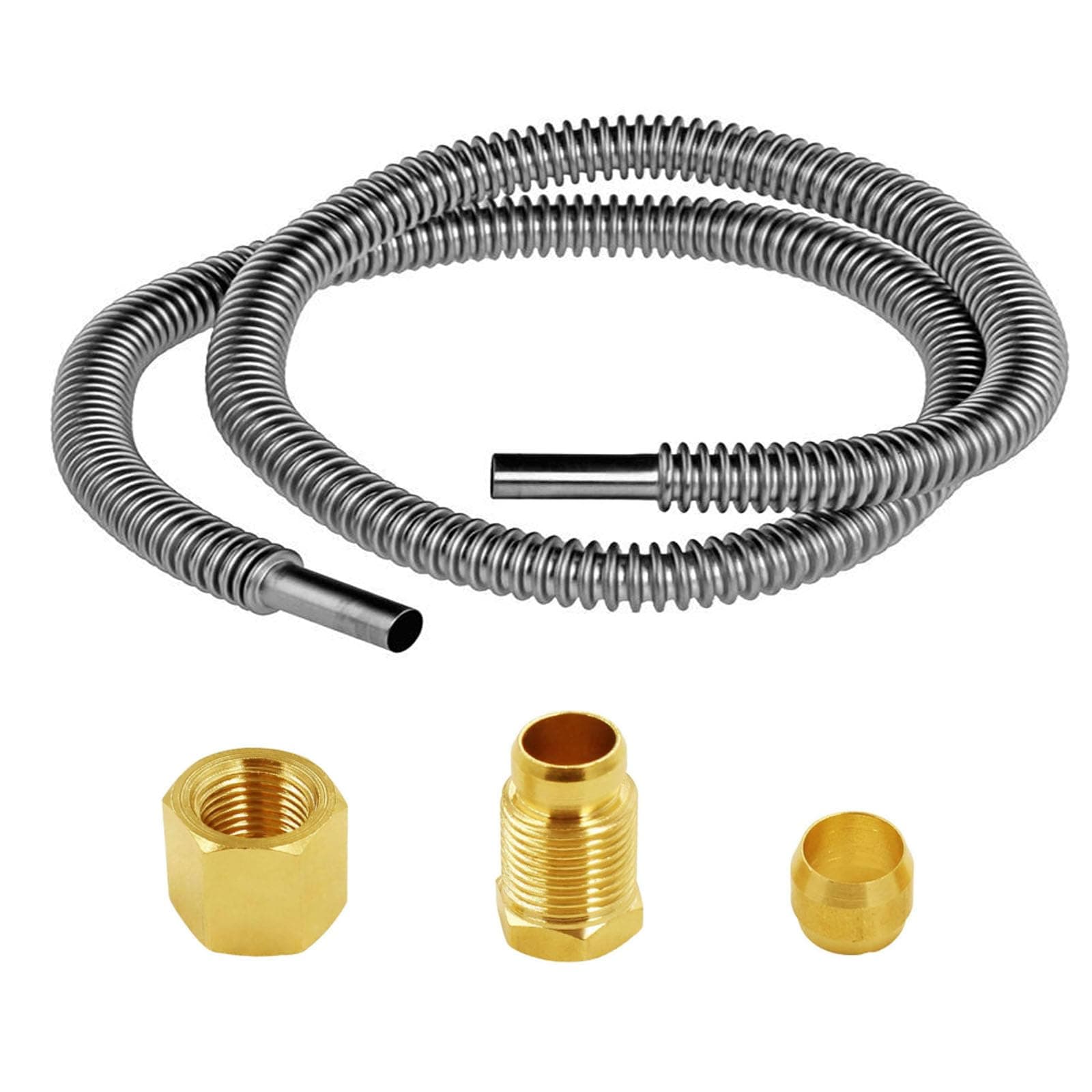1/4" Stainless Steel Pilot Burner Assembly Parts Flexible Hose with 7/16-24UNS Fittings for Gas Fryer Whirlpool Water Heater 00112330 Pilot Flame Kits