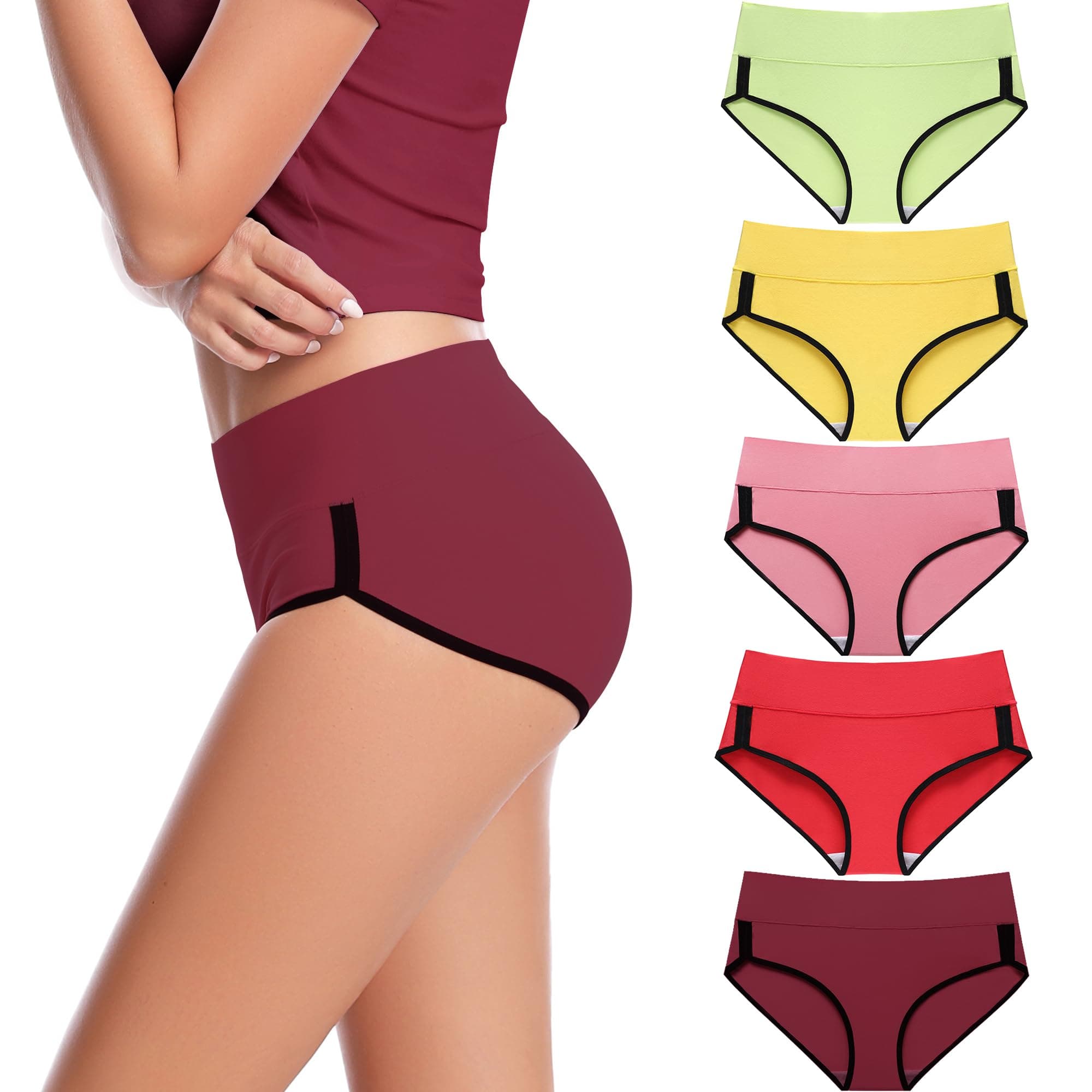 CAILECOTTON Womens Underwear Cotton Briefs for Women Plus Size Panties for Women Pack 2/5