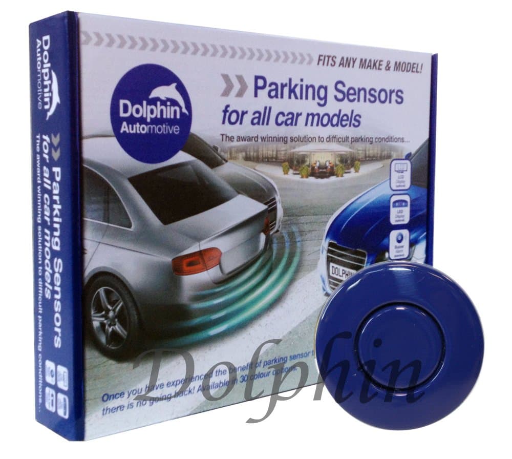 Dolphin Automotive DPS400 Reverse Parking Sensors Auto Express Award Winning 4 Ultrasonic Sensor Kit Audio System Matt & Gloss Black +30 More Colours (Reflex Blue)