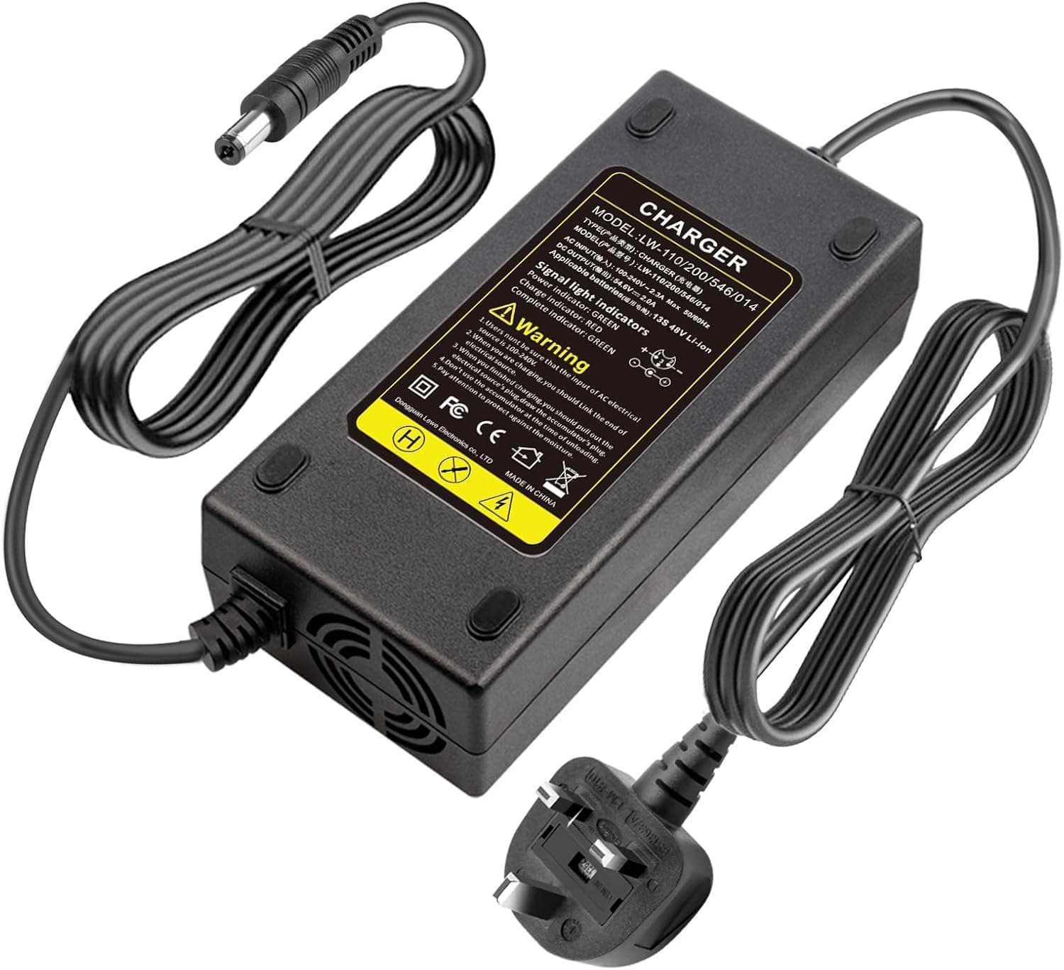 54.6V 48V 2A Electric Bike Lithium Battery Charger for 48V 2A 13S Li-on Battery E-bike Electric Scooter Power Supply DC 5.5mm x 2.1mm