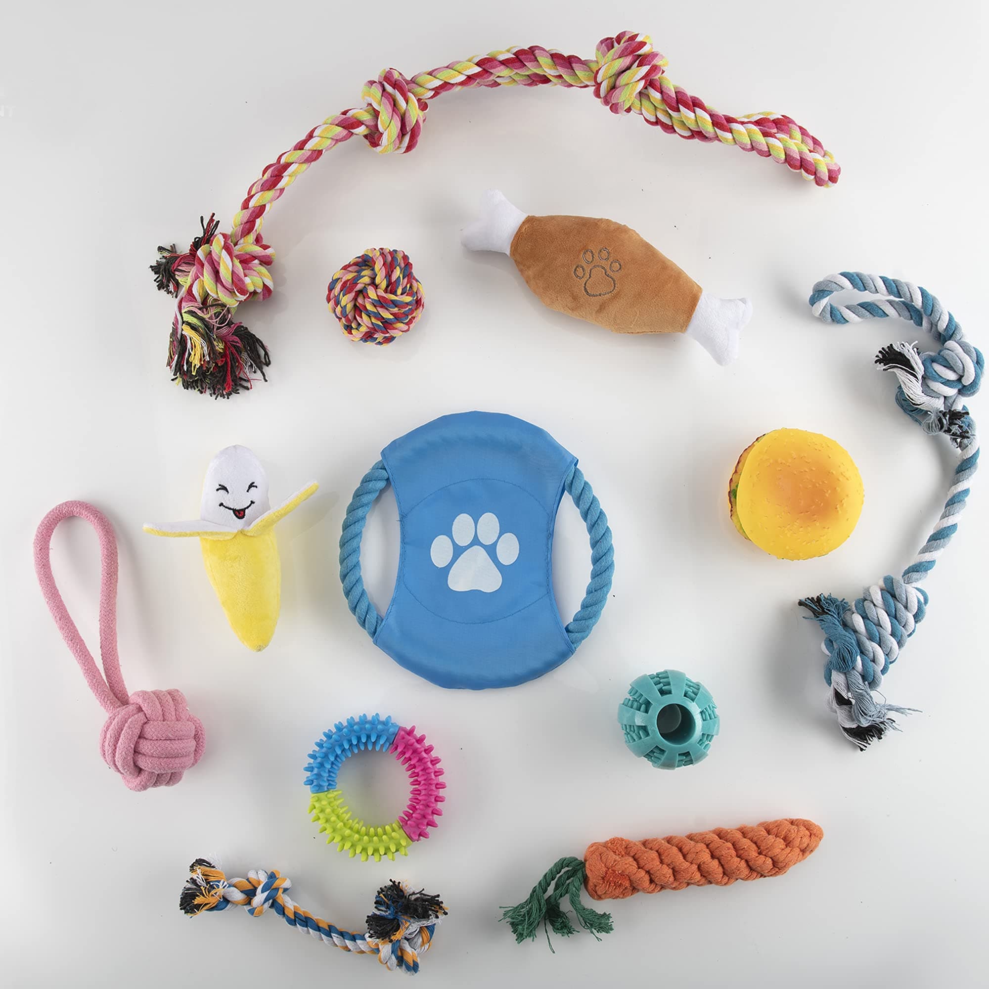 Dog Toys 12 Pack Puppy Braided Rope Toys Set Pet Dog Teeth Cleaning Gift Chew Durable Interactive Cotton Toys Aggressive Chewers Dental Health for Small/Medium/Large Dog Playing