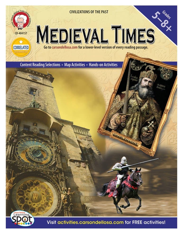 Mark Twain Medieval Times World History Book, Social Studies Workbook for Kids Grades 5 and Up With Critical Thinking, Map Skills, and Hands-on Activities, Classroom or Homeschool Curriculum