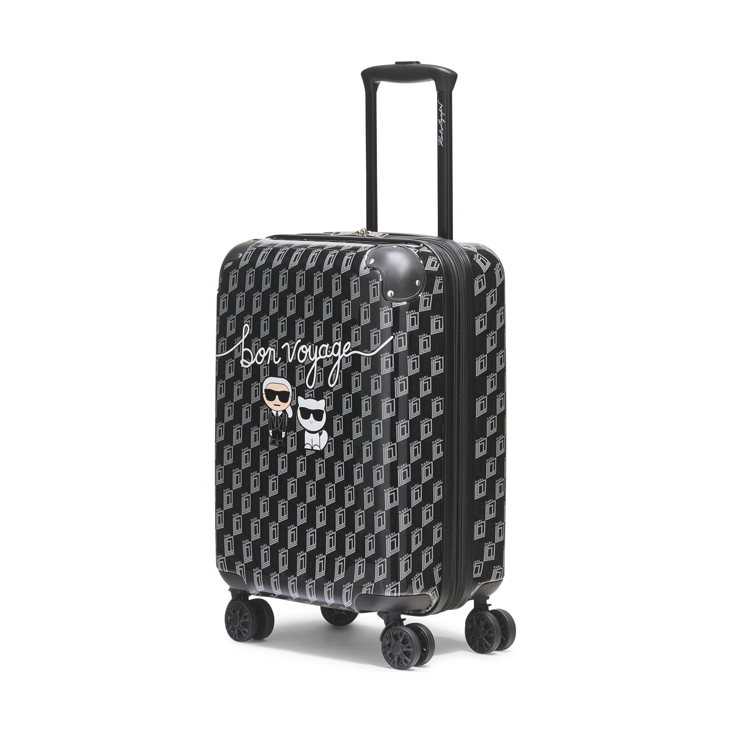 Karl Lagerfeld Paris Expandable Spinners Hardside Bon Voyage Suitcase, Black/Grey