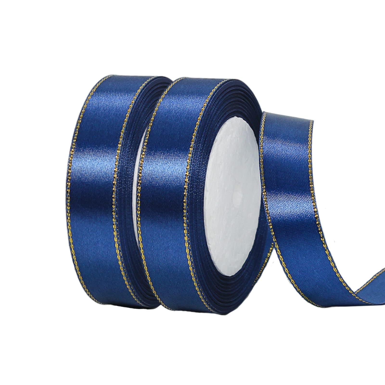 2 x 20mm Wide Navy Blue Ribbon Thick Dark Blue Satin Ribbon 22m, 4/5 inch Thick Navy Ribbon for Gift Wrapping Wedding Christmas Birthday Cake Hair Bow Florist Bouquet Crafts Decorations