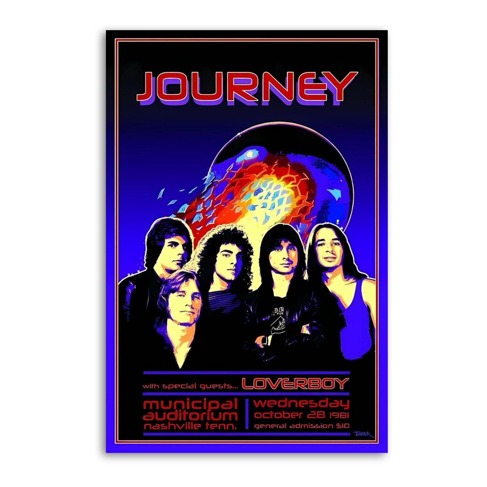Journey Poster,Rock Band Journey Concert Poster Decorative Painting Canvas Wall Art Living Room Posters Bedroom Painting 12x18inch(30x45cm)