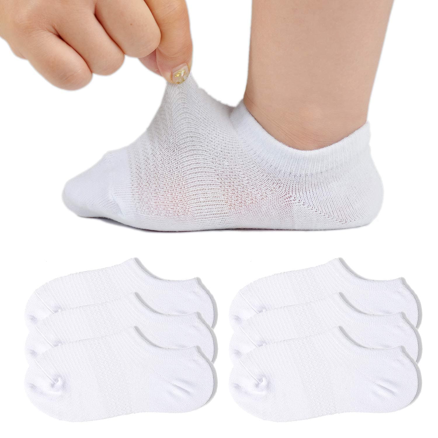 Toddler Little Girls Boys No Show Socks Cotton Anti Slip Low Cut Socks With Grips 6 Pairs
