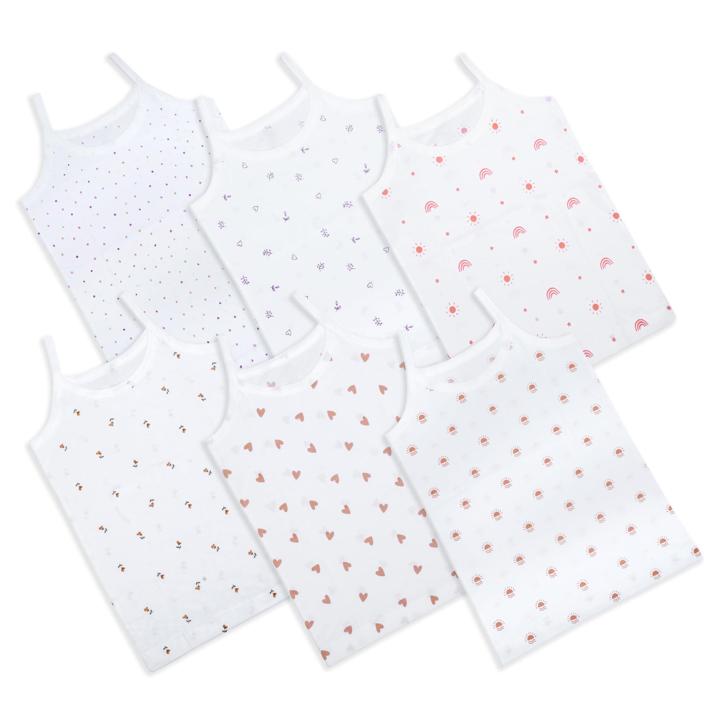 REVOLTEK Printed Vest baniyan Cotton Inner wear for Baby wear Sleeveless Undershirts for Kids Sando ganji Tank-Tops Toddler Girls/Boys Colors Pack of 6