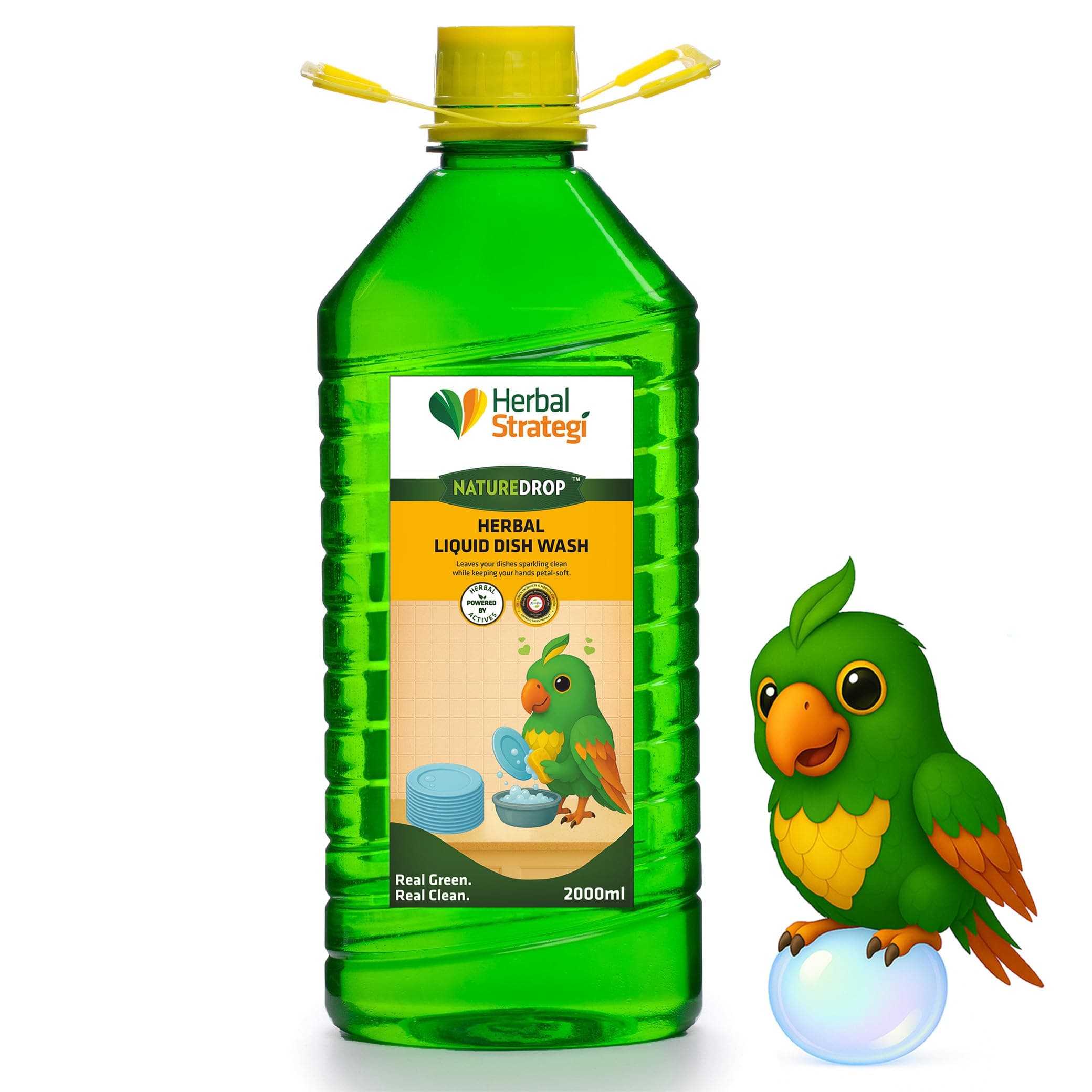Herbal Strategi NatureDrop Dishwash Liquid 2L | Baby & Pet Safe | Khanewala Clean - Food Grade Safety | No Toxic Residue | Certified Eco-Friendly & Plant-Based