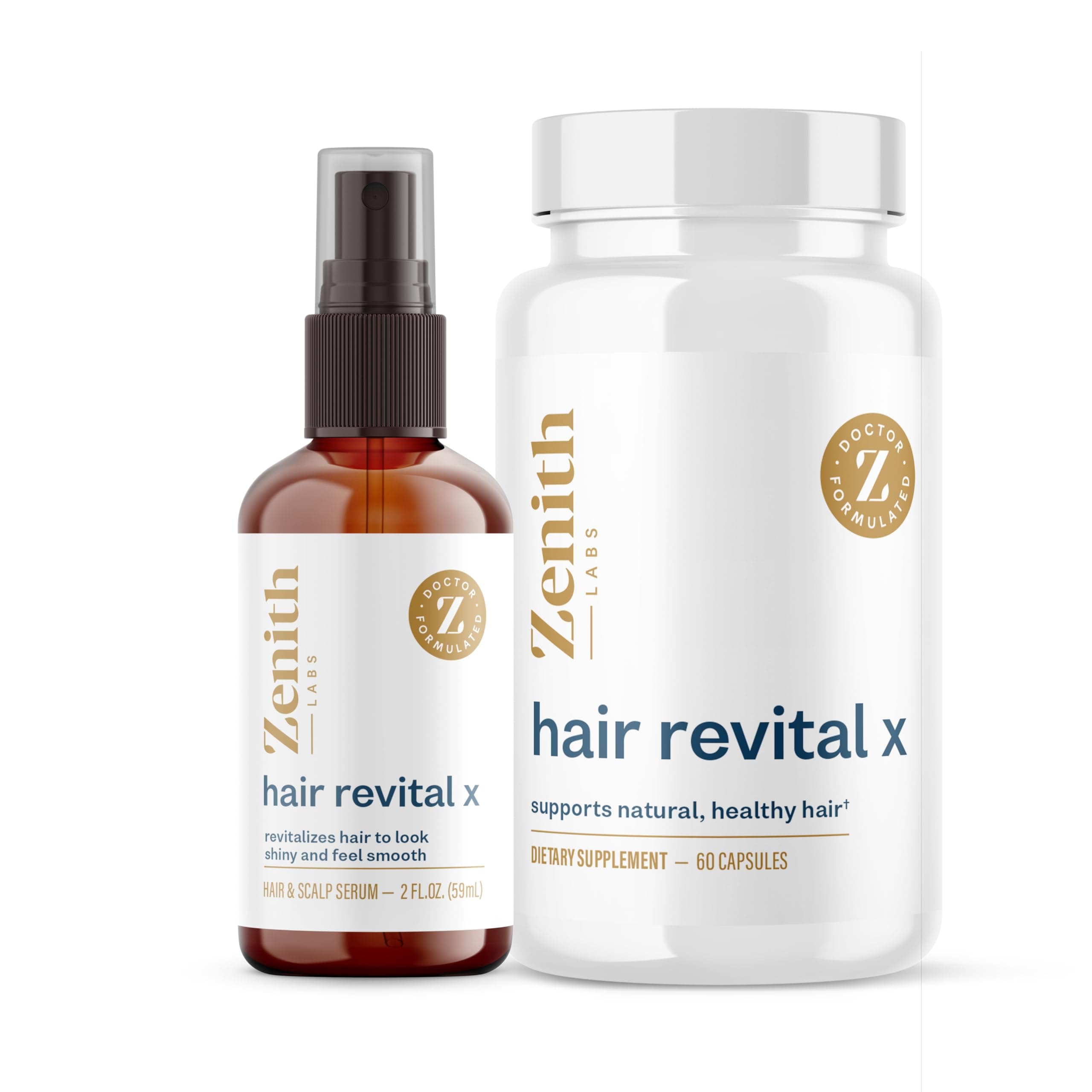 Zenith Labs Hair Revital X - Hair Growth System - Spray and Capsules Combo - Prevent Hair Loss and Stimulate Hair Follicles to Regrow - with Saw Palmetto