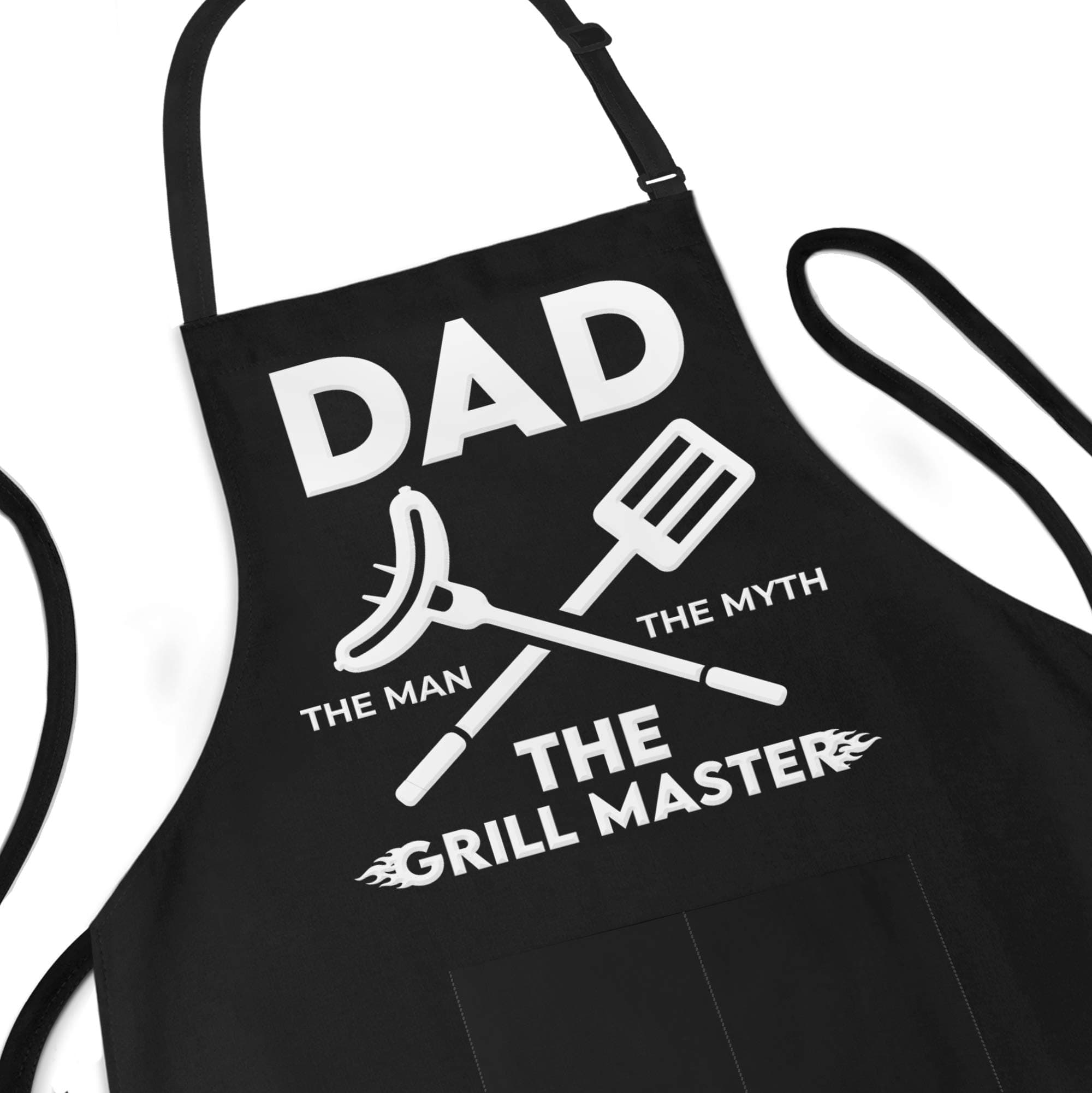 APRON DADDY Apron for Dad - The Man The Myth The Grill Master - Adjustable Large 1 Size Fits All - Poly/Cotton Apron with 2 Pockets - Grill Gift Apron for Father, Husband, Chef