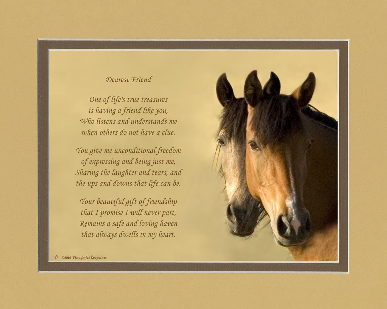 Friend Gift. Horses Photo. Friendship Poem. 8x10 Double Matted.