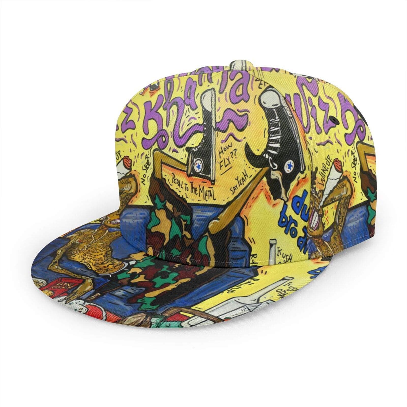 Wi-z KHA-LIFA Hat Flat-Brimmed Hat Snapback Baseball Cap Adjust Baseball Cap Hip Hop Baseball Hat Unisex Hat Black, One Size