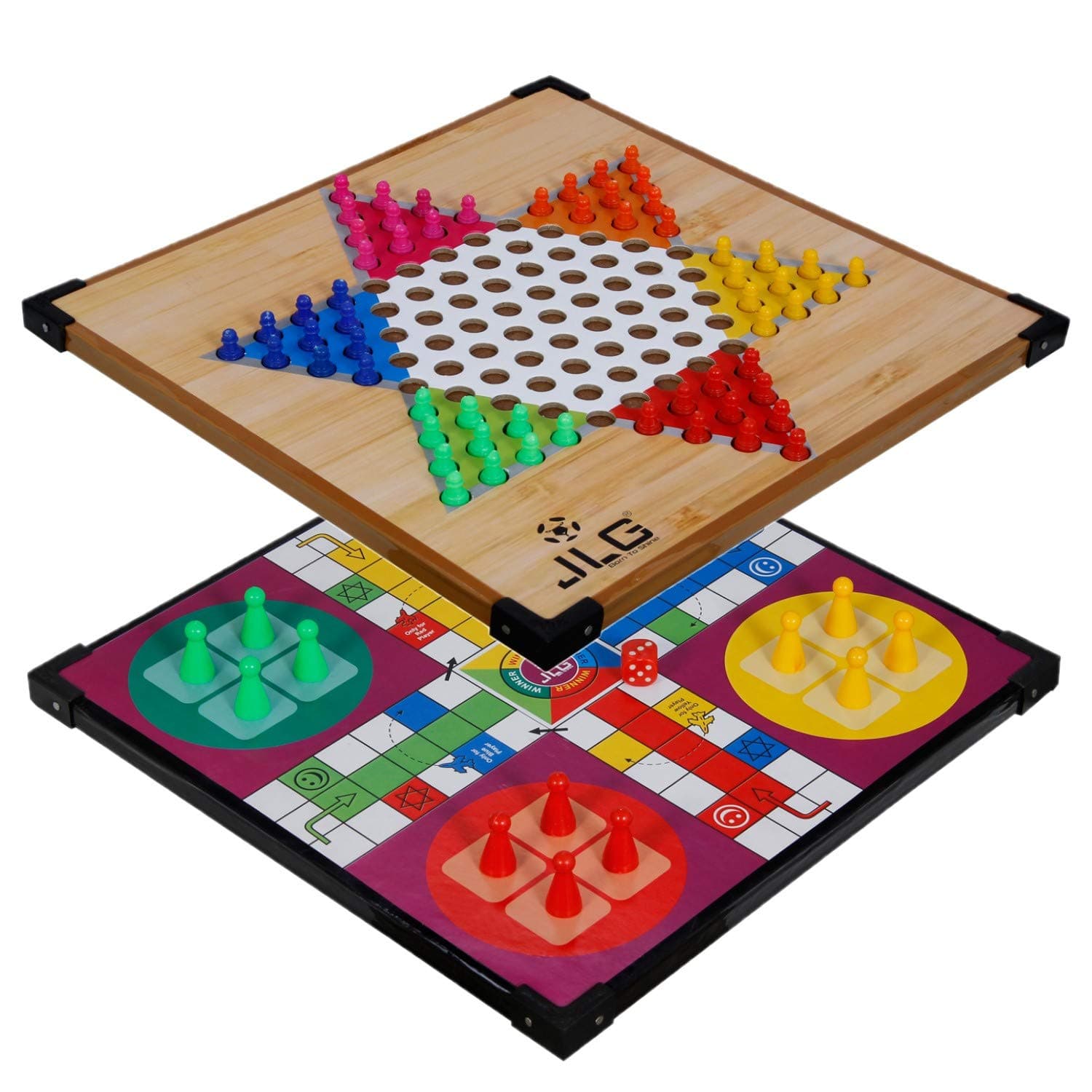 JLG Wooden Board 12x12 Ludo & Chinese Checkers