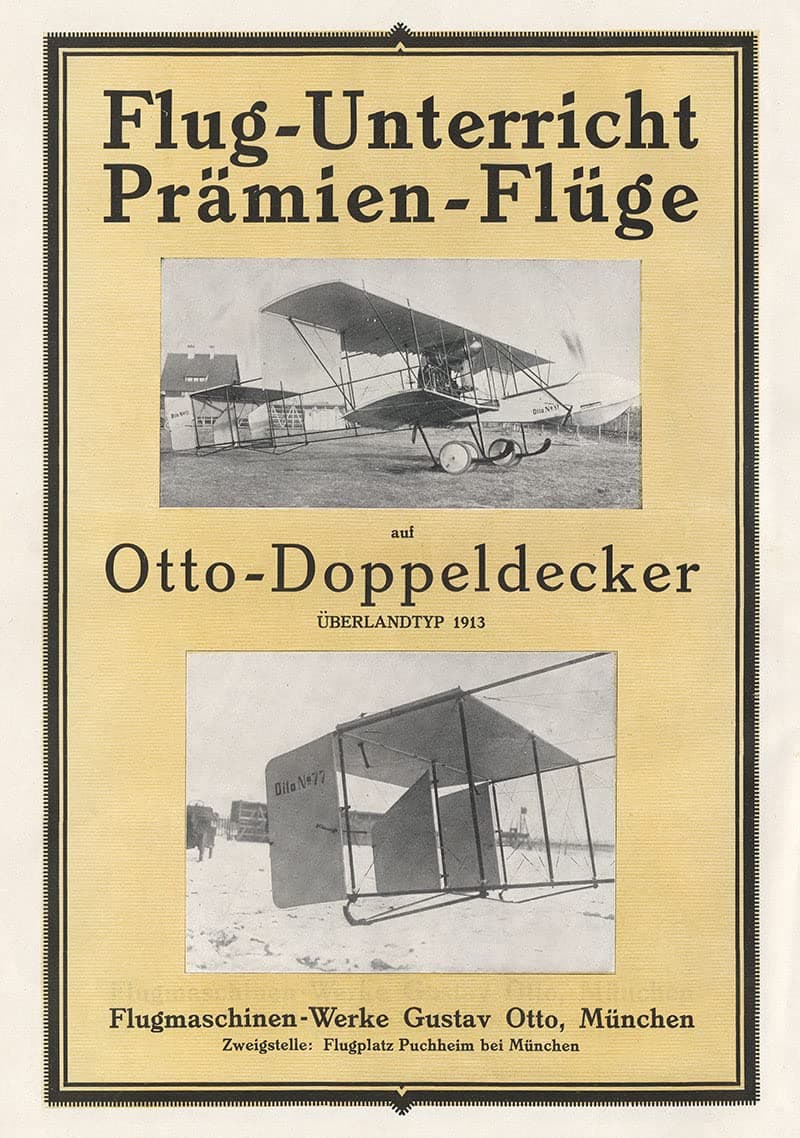 Biller Antik Aircraft Gustav Otto Double Decker Poster Braunbeck Engine A3 505