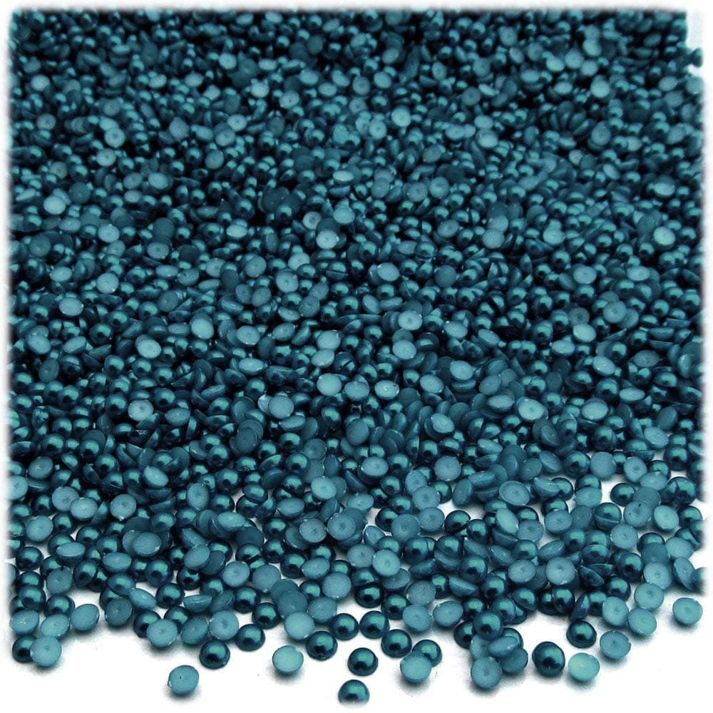 1,440pc Pearl Finish Half Dome Beads, Round, 3mm, Midnight Aquamarine Blue