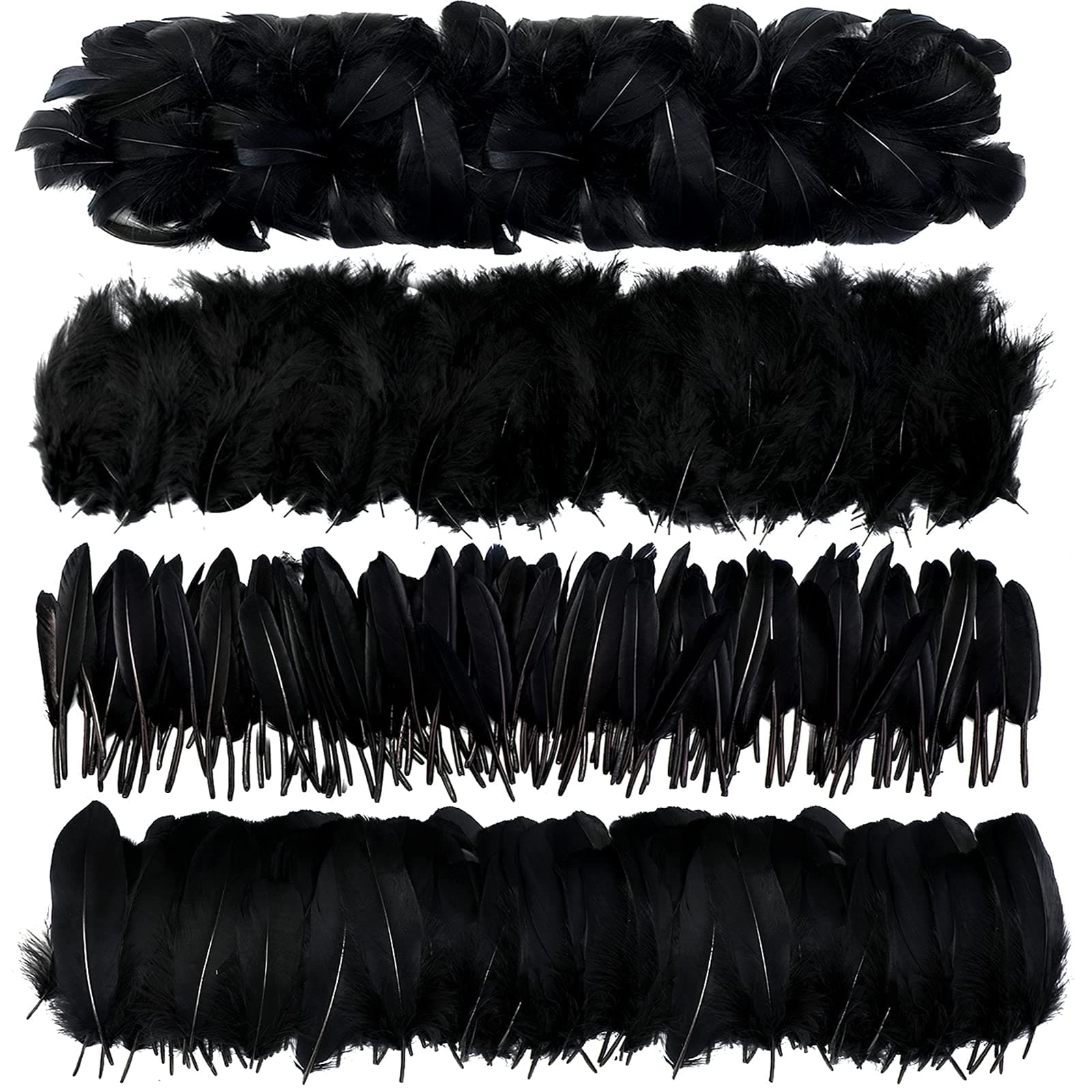 400 Pieces Black Craft Goose Feathers for Dream Catchers DIY Halloween Costume Handmade Earring Wedding Party Decoration Home Activities Easter Natural Feather 7-15 cm