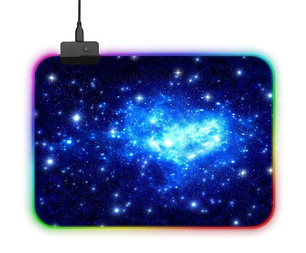 Gaming Mouse Pad RGB, LED Lighting Effects Gaming Mice Pad Mat 14in x 10in Non-Slip Rubber Base(Star Version)