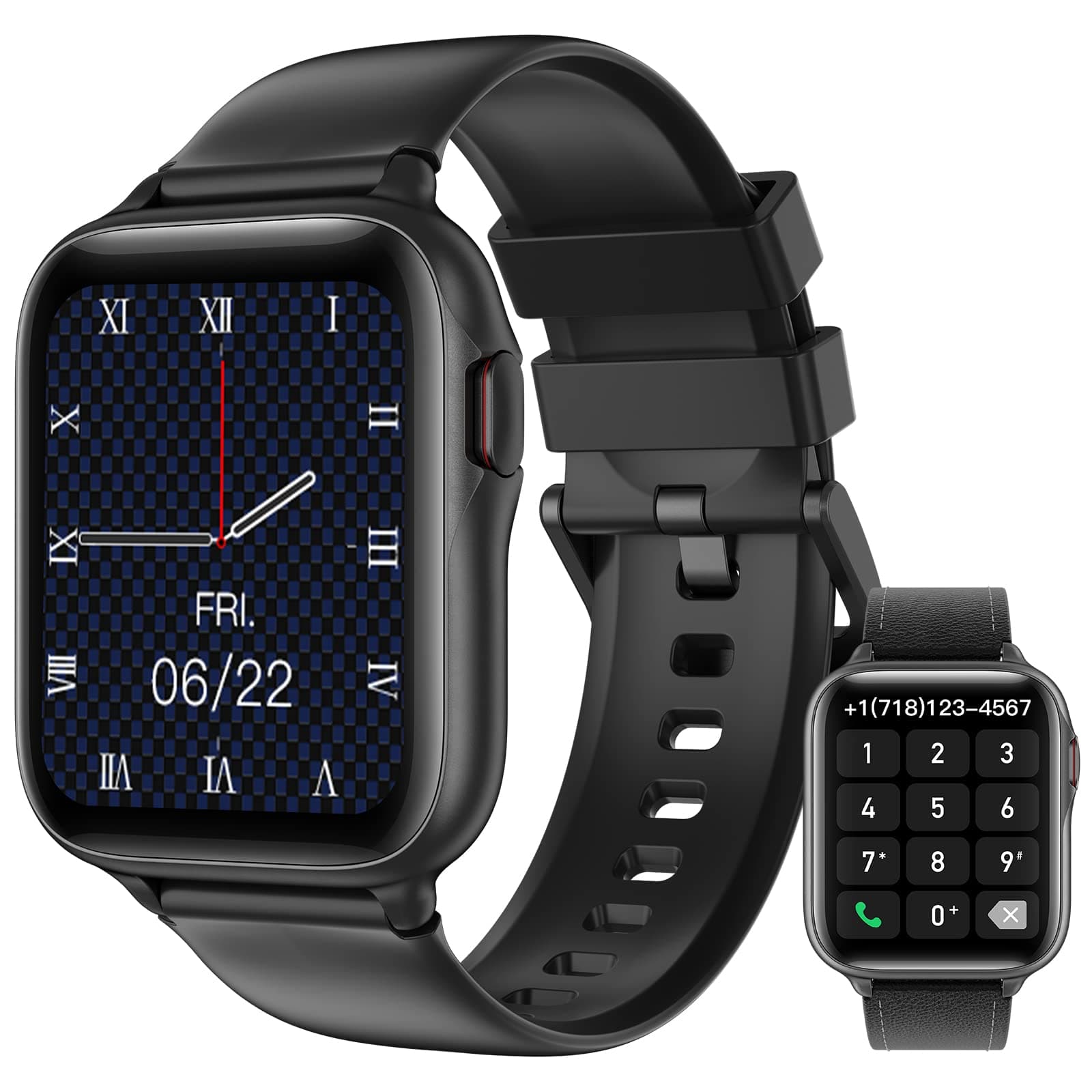 ParsonverSmart Watch (Answer/Make Calls), 1.7” Fitness Tracker Watch with Bluetooth Dial Calls/Heart Rate/Sleep Monitor/Pedometer, IP68 Waterproof Watch for Android Phones and iPhone for Men Women