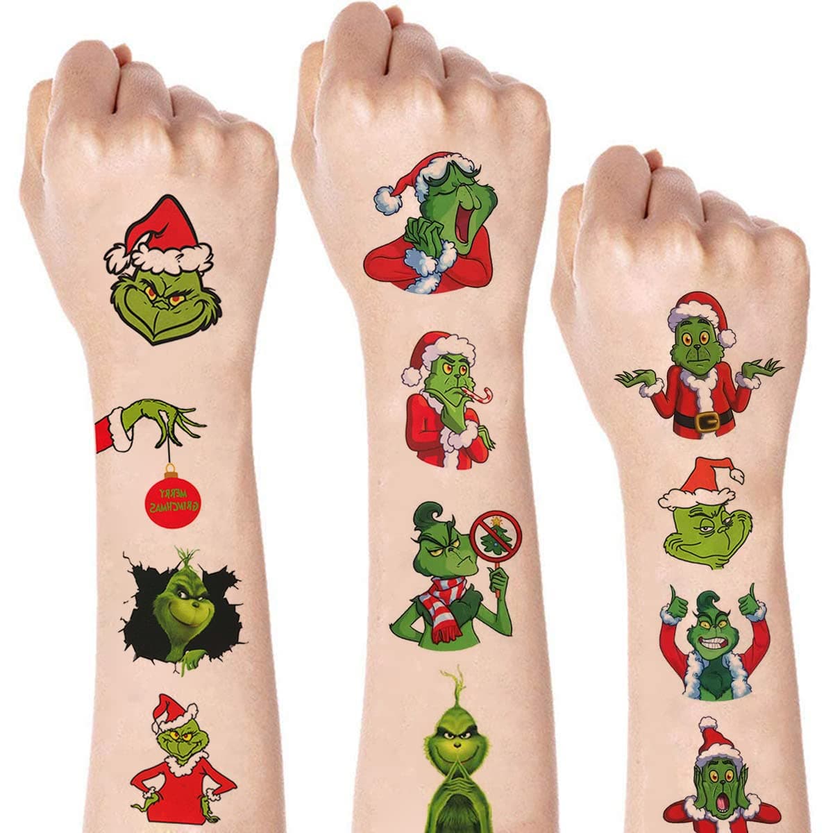 12 Sheets Christmas Temporary Tattoos for Kids, Christmas Birthday Party Supplies Winter Christmas Party Decorations Stickers Xmas Party Favors for Kids Boys Girls Fake Tattoos Party Game Gifts