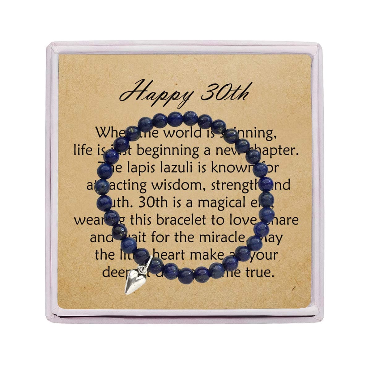 30th Birthday Gifts for Women Turning 30 – Bead Bracelet with Message Card & Gift Box - Thirtieth
