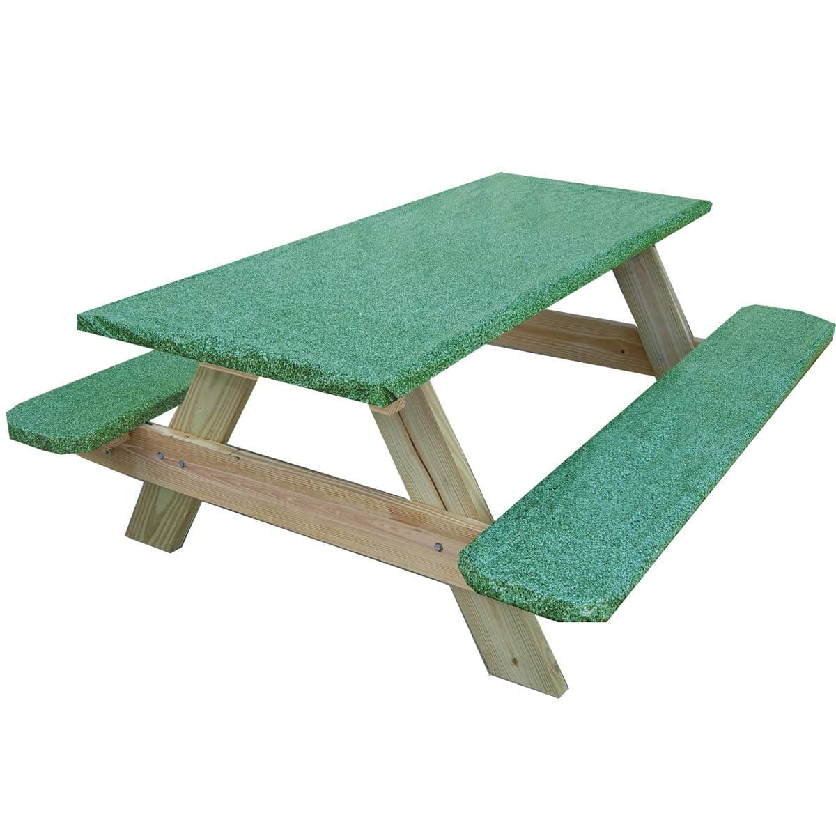 Picnic Table and Benches Vinyl Tablecloth and Seat Covers Stretch to Fit 3 Piece Set Fitted Elastic Edge Green Granite