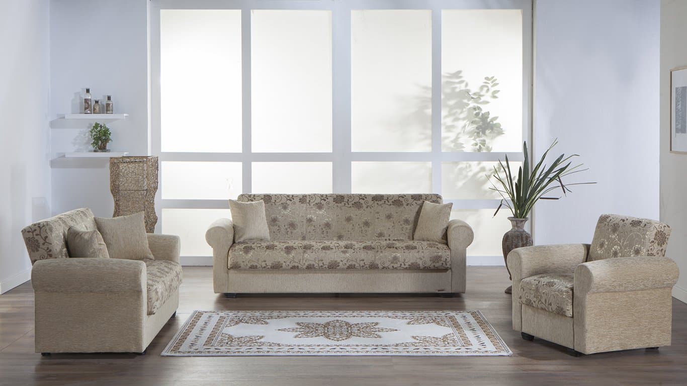 IRest Istikbal Elita S Yasemin Beige Living Room Set (Sofa Sleeper and Loveseat)