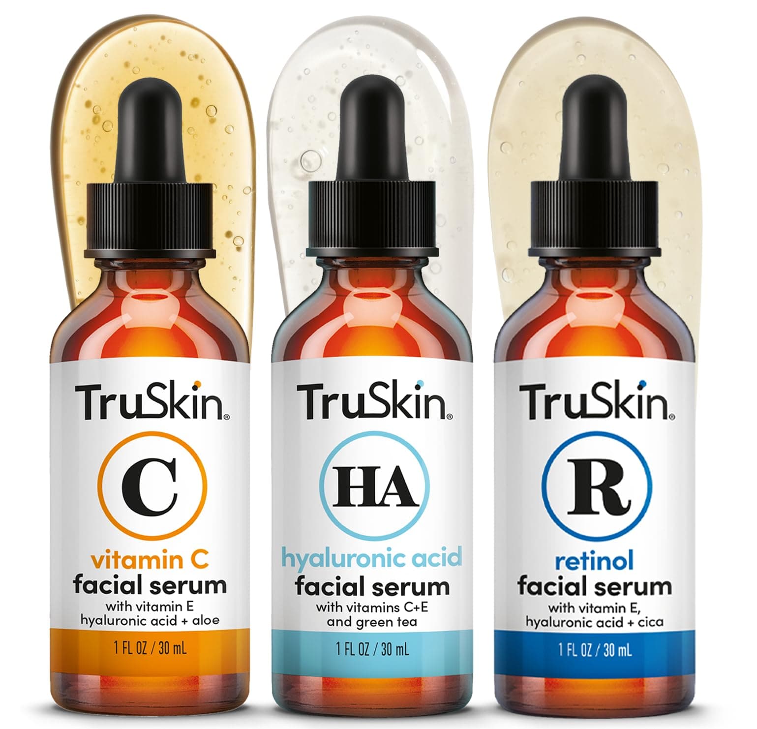 Face Serum Trio – Hyaluronic Acid, Vitamin C & Retinol Serum for Face – Anti Aging Skin Care Set for Women – Skin Care for Bright, Smooth, Firm & Hydrated Skin, 1 fl oz, 3 Bottles