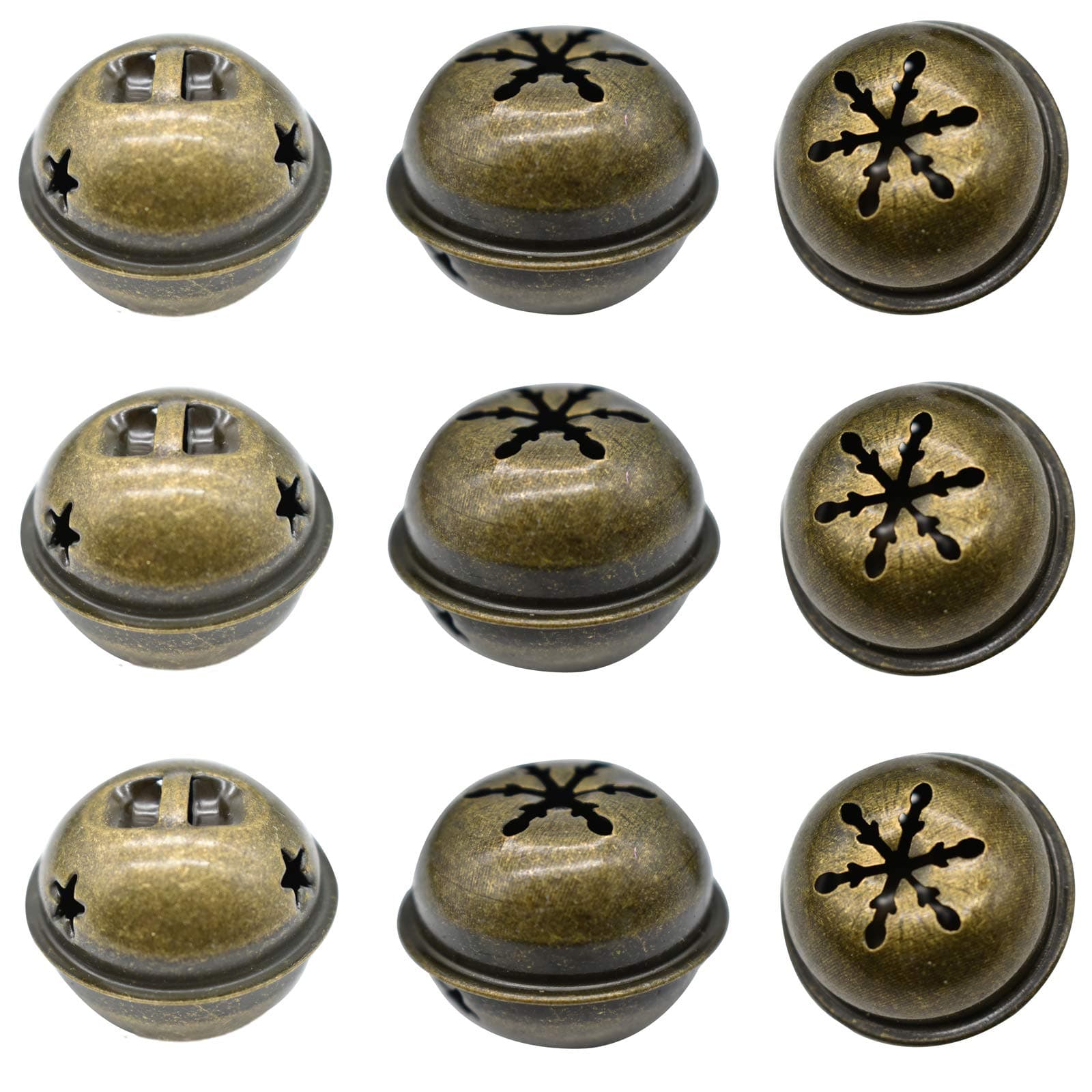 Maydahui 30PCS 1.34 inch Snowflakes Star Jingle Bells