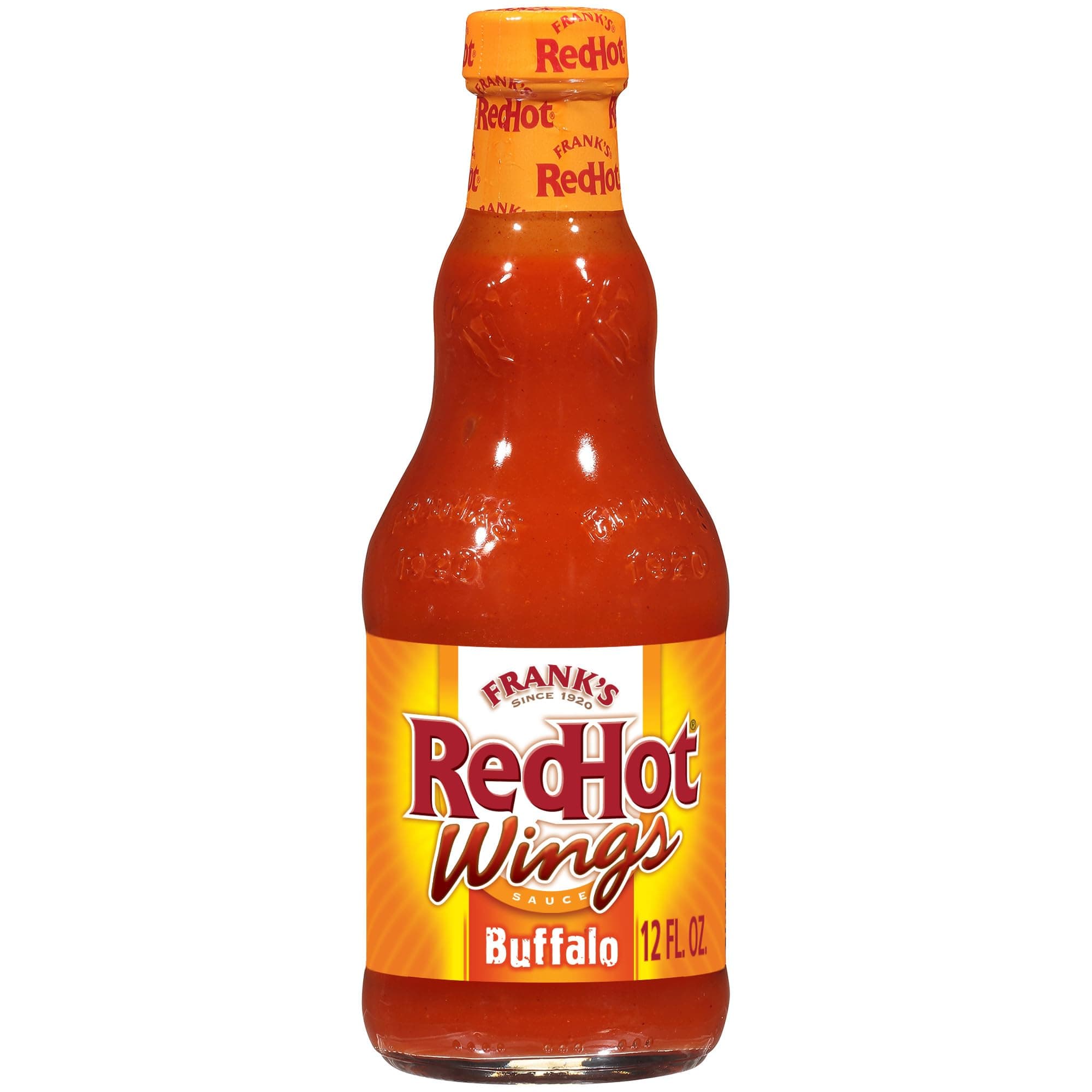 Frank's RedHot Wings Sauce, Buffalo, Ready-To-Use, Shake or Pour Over Wings, Sandwiches, Pizza, and More for Buffalo-Style Flavor, 12 fl oz