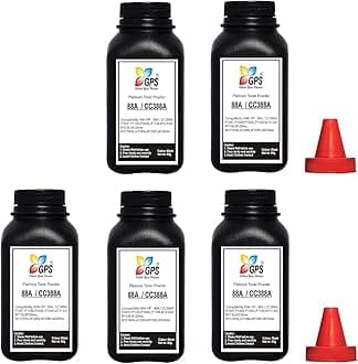 GPS Colour Your Dreams Pack of 5 for 88A Toner Powder for LaserJet Printer Cartridges - Compatible with HP LaserJet M1136 MFP, Ink Refill for 88A Black Cartridges (88A-Powder-5Pcs)