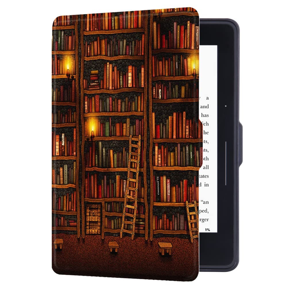 Huasiru Case for Kindle Voyage 6 Inches (300 PPI, 2014 Released) Only - Cover with Auto Sleep/Wake, Library