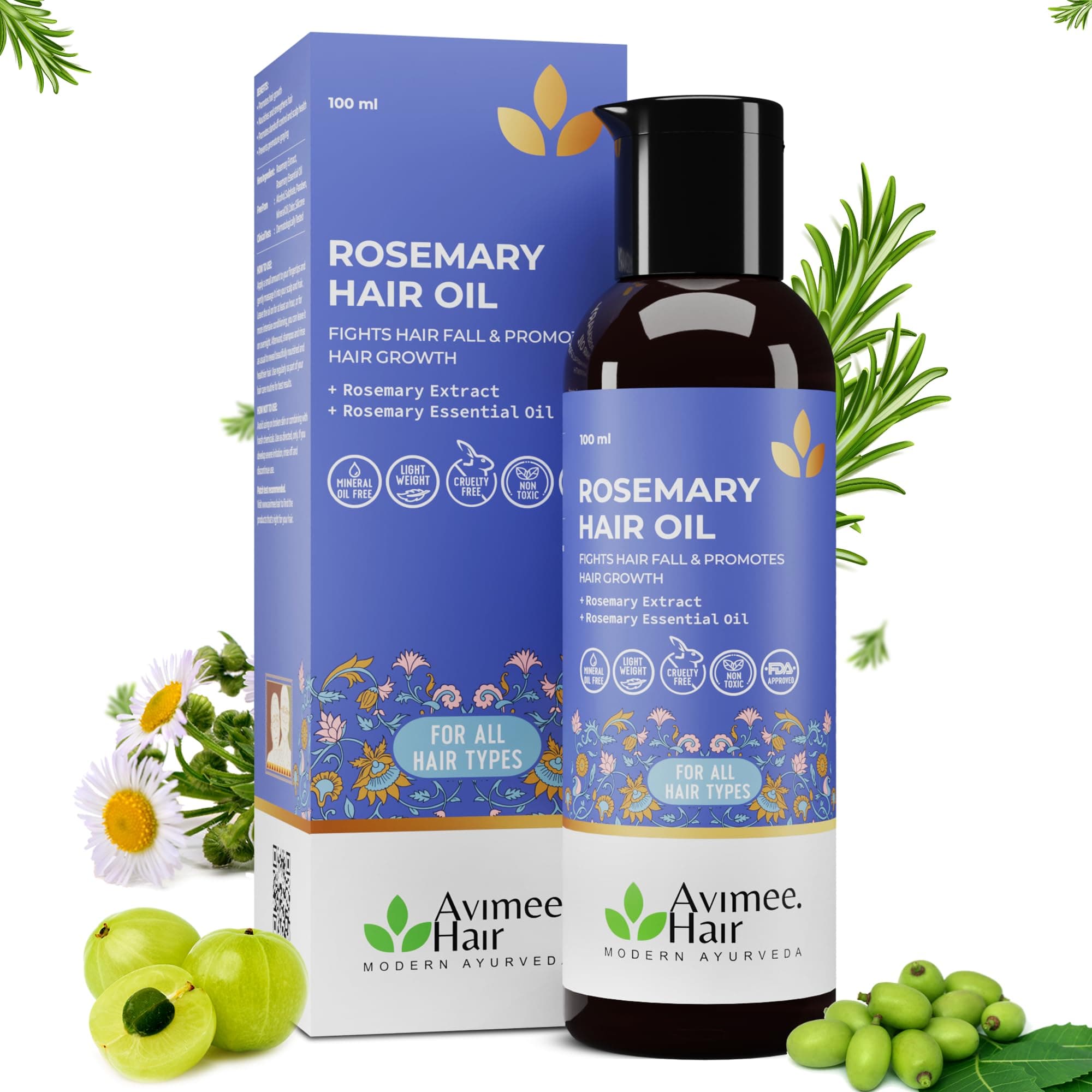 Rosemary Oil for Hair| For Hair Growth, Hair Fall Control and Dandruff | 100% Pure & Natural | Mineral Oil Free | 100mL