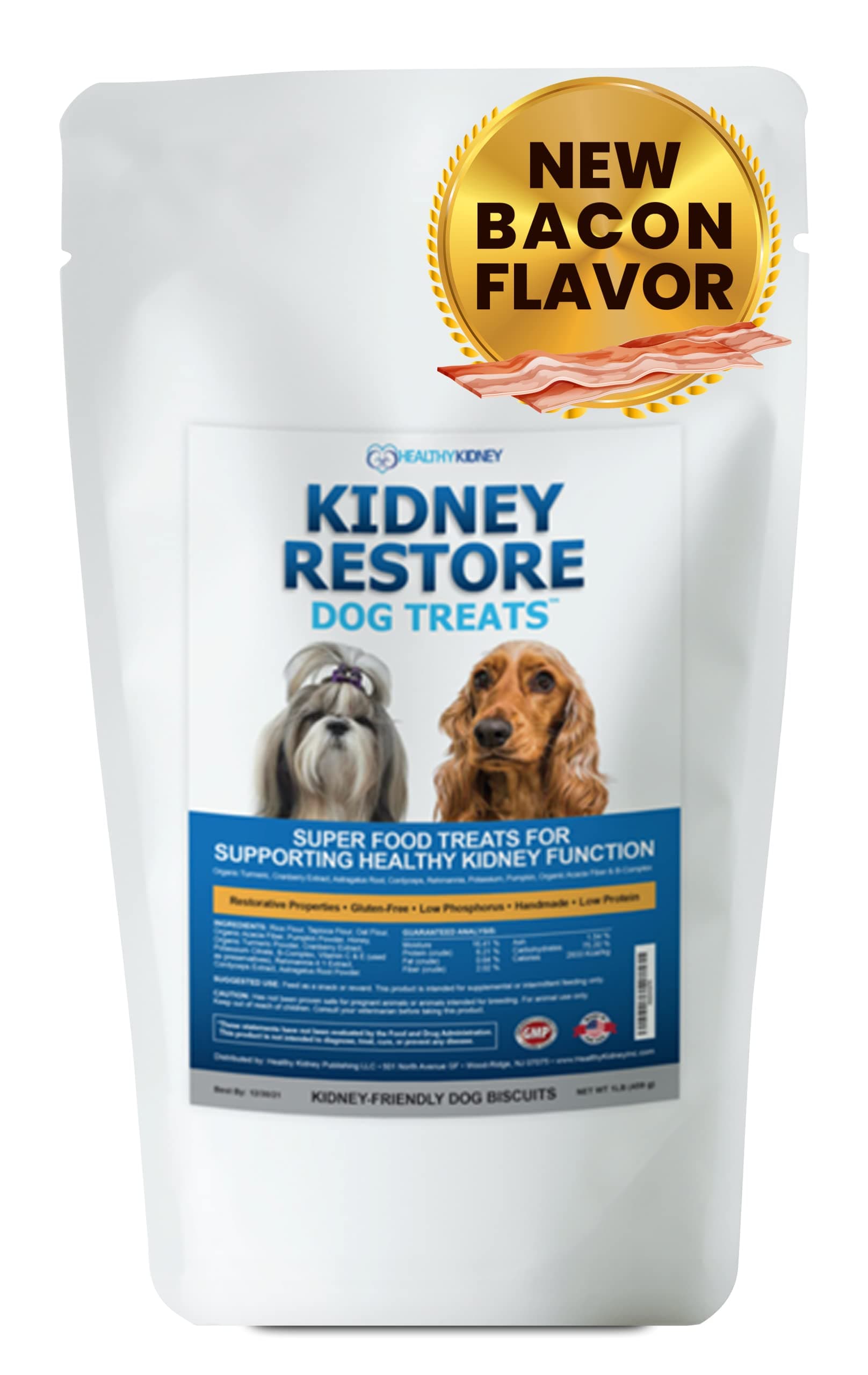Bacon Flavor Dog Treats: Low Protein Dog Treats for Kidney Health. Kidney Dog Treats for Kidney Function for Dogs. Renal Friendly Low Protein