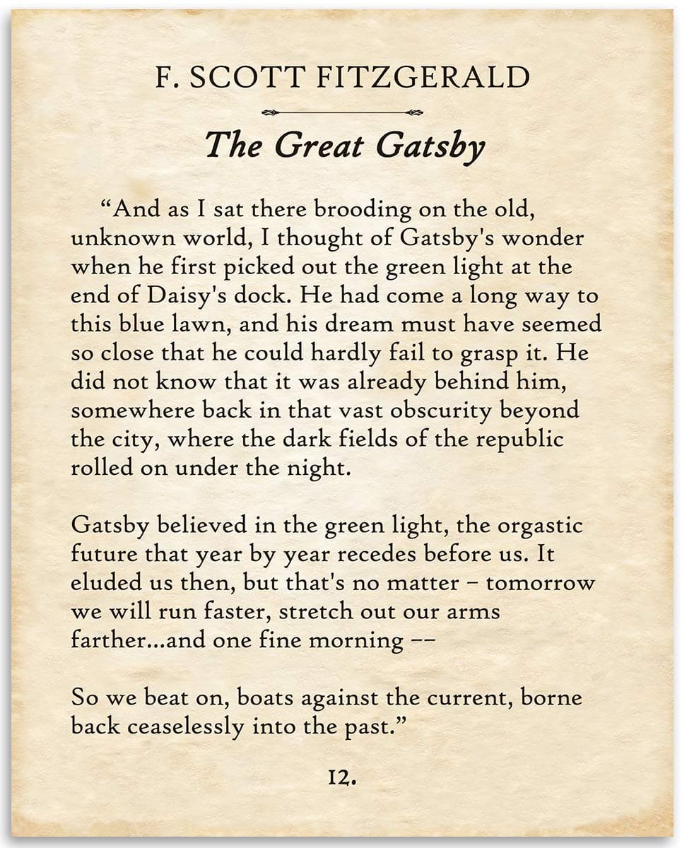 Lone Star Art F. Scott Fitzgerald - The Great Gatsby - 11x14 Unframed Typography Book Page Print - Great Gift for Twentieth-Century Literature Fans