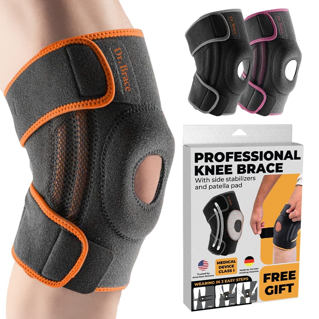 ELITE Knee Brace with Side Stabilizers & Patella Gel Pads for Maximum Knee Pain Support and fast recovery for men and women-Please Check How To Size Video (Mars, Medium)