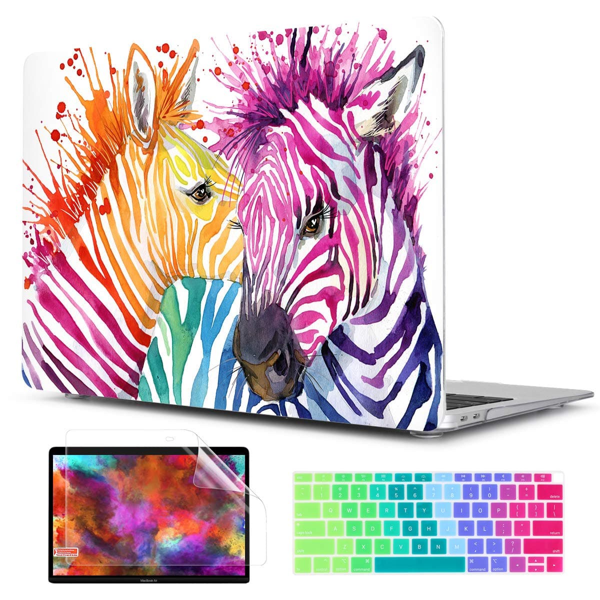 TwoL Watercolor Horse Hard Plastic Case Cover and Keyboard Skin for MacBook Air 13 inch 2018-2021 Release with Retina Display