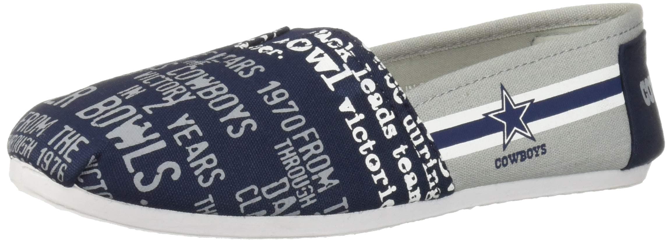 2015 NFL Womens Football Ladies Canvas Slip-On Summer Shoes - Pick Team (Dallas Cowboys, XL)