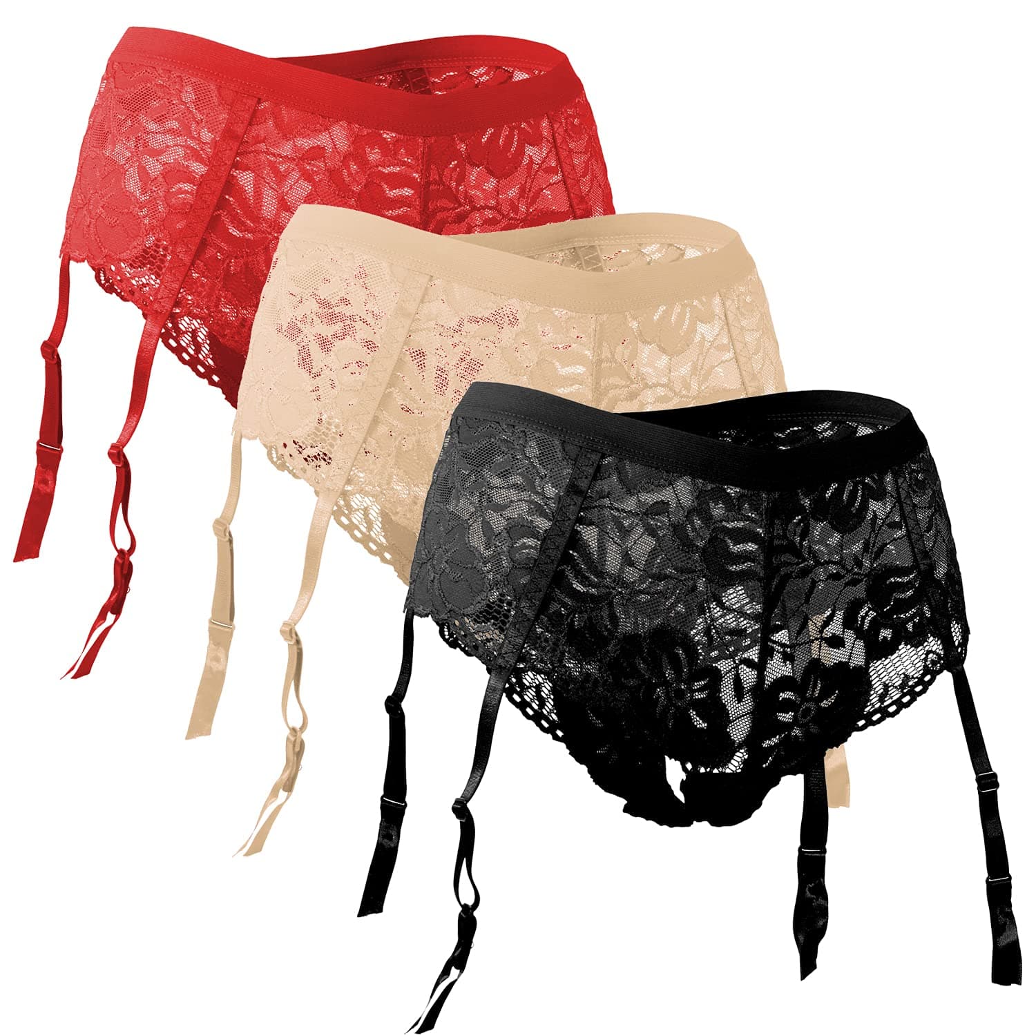 Fabio Farini Seductive Ladies Stocking Halter Suspender Belt Lingerie in Multicolour - Large