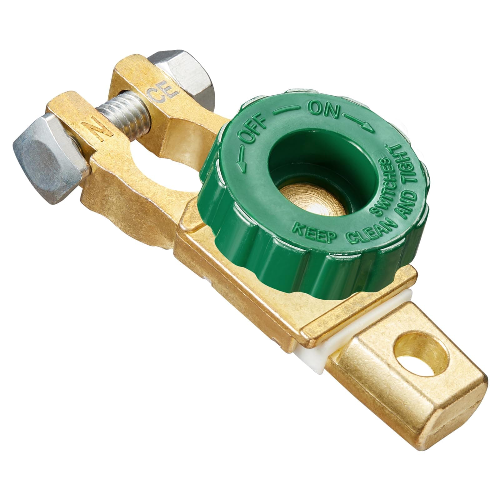 Spurtar Top Post Battery Isolator Switch 12V - 24V Kill Switch Battery Disconnect Terminal for Car Truck RV Boat Vehicles, Green Knob