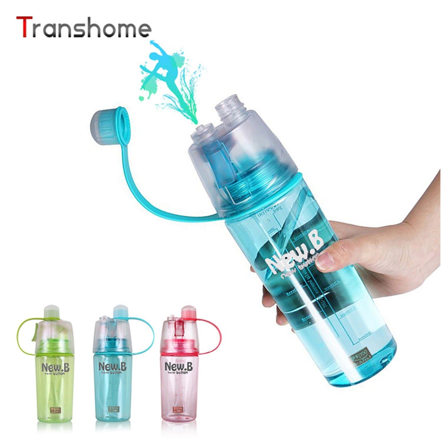 Spray Water Bottle For Sports Outdoor Dual-use Plastic Bottles For Water Fashion Drink ware 600ML