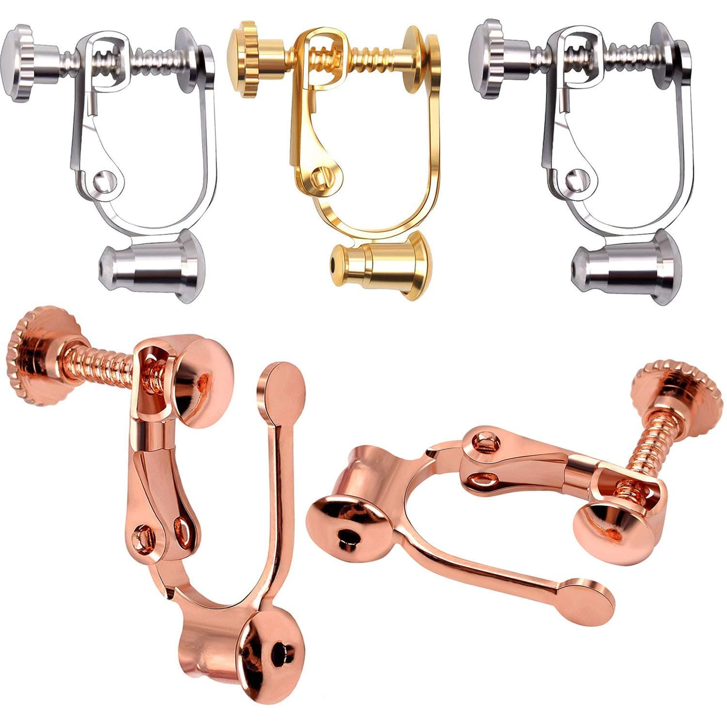 Aylifu 16 Pieces Clip-on Earring Converter Earring Clip Backs, Screw Type Earring Converter Components Findings for Non-Pierced Ears Jewellery Making - 4 Colors