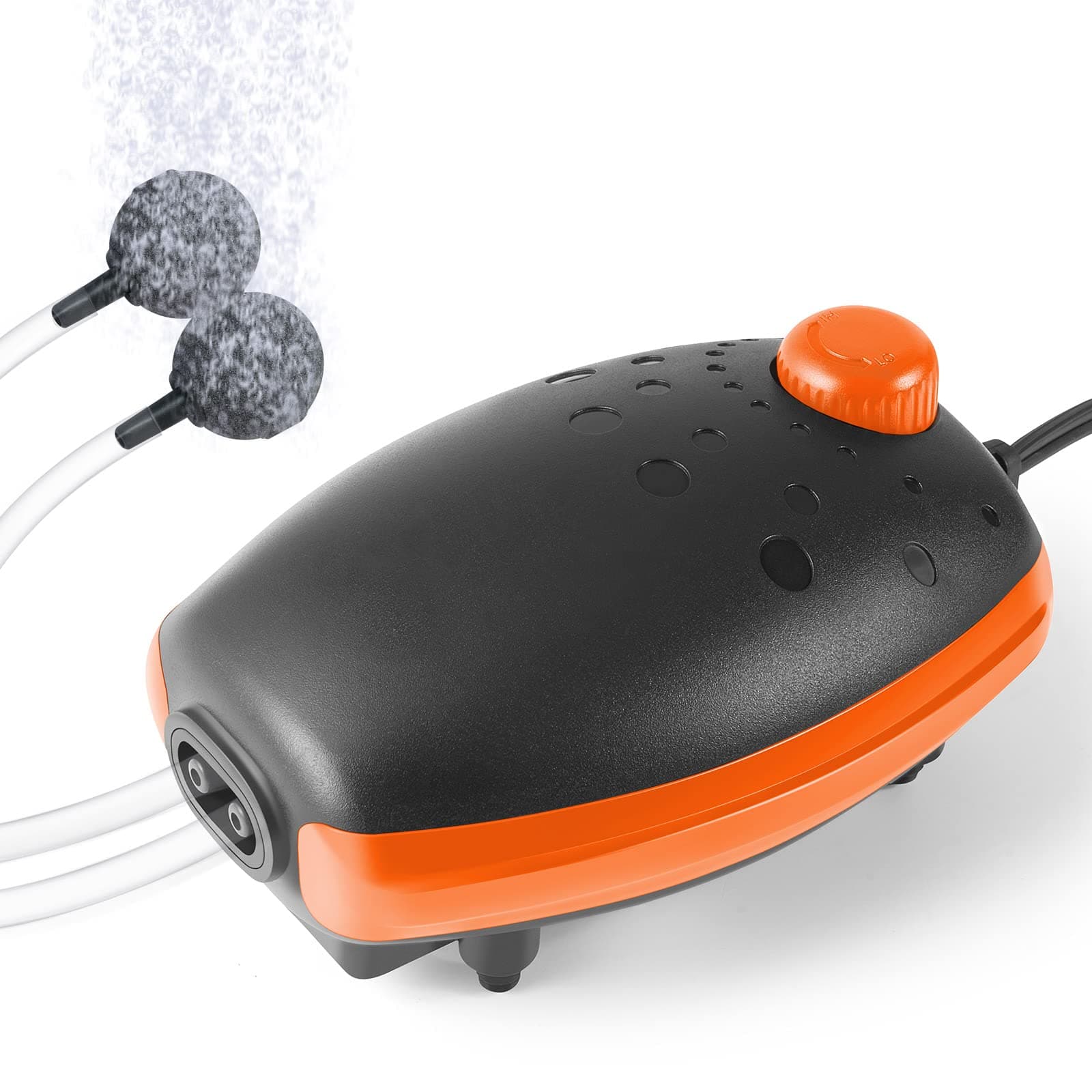 Aquarium Air Pump 3W Aquarium Air Pump, 300L/H Silent Adjustable Fish Tank Bubbler, Powerfu Oxgen Pump for up to 450L Fish and Turtle Tank