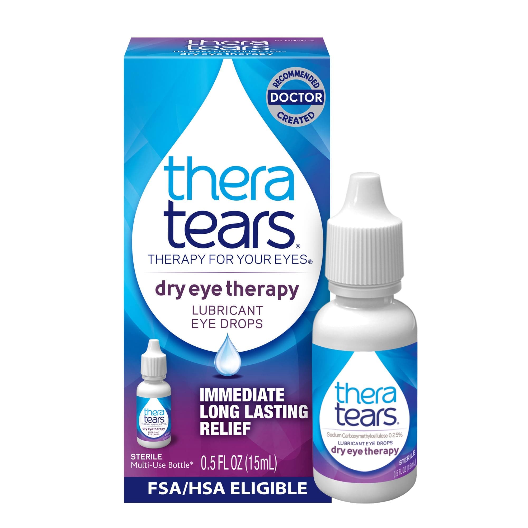 Thera Tears Eye Drops for Dry Eyes, Dry Eye Therapy Lubricant Eyedrops, Provides Long Lasting Relief, 15 mL, 0.5 Fl Oz (Pack of 1)
