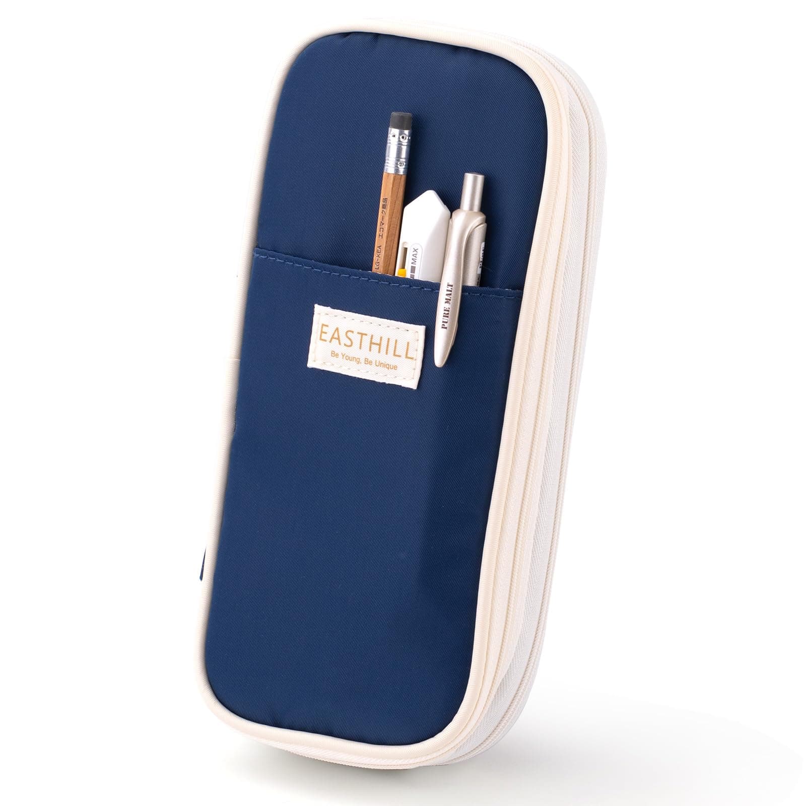 – EASTHILL Big Capacity Pencil Case Large Pencil Pouch Stationery Pen Bag for Teen Girls-Navy