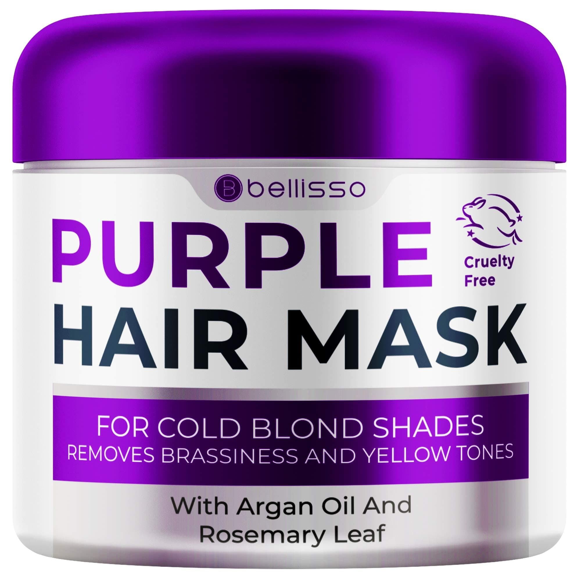 Purple Mask for Blonde Hair - No More Yellow or Copper Tones - Deep Conditioner for Colour Treated Locks with Keratin and Moroccan Argan Oil Treatment