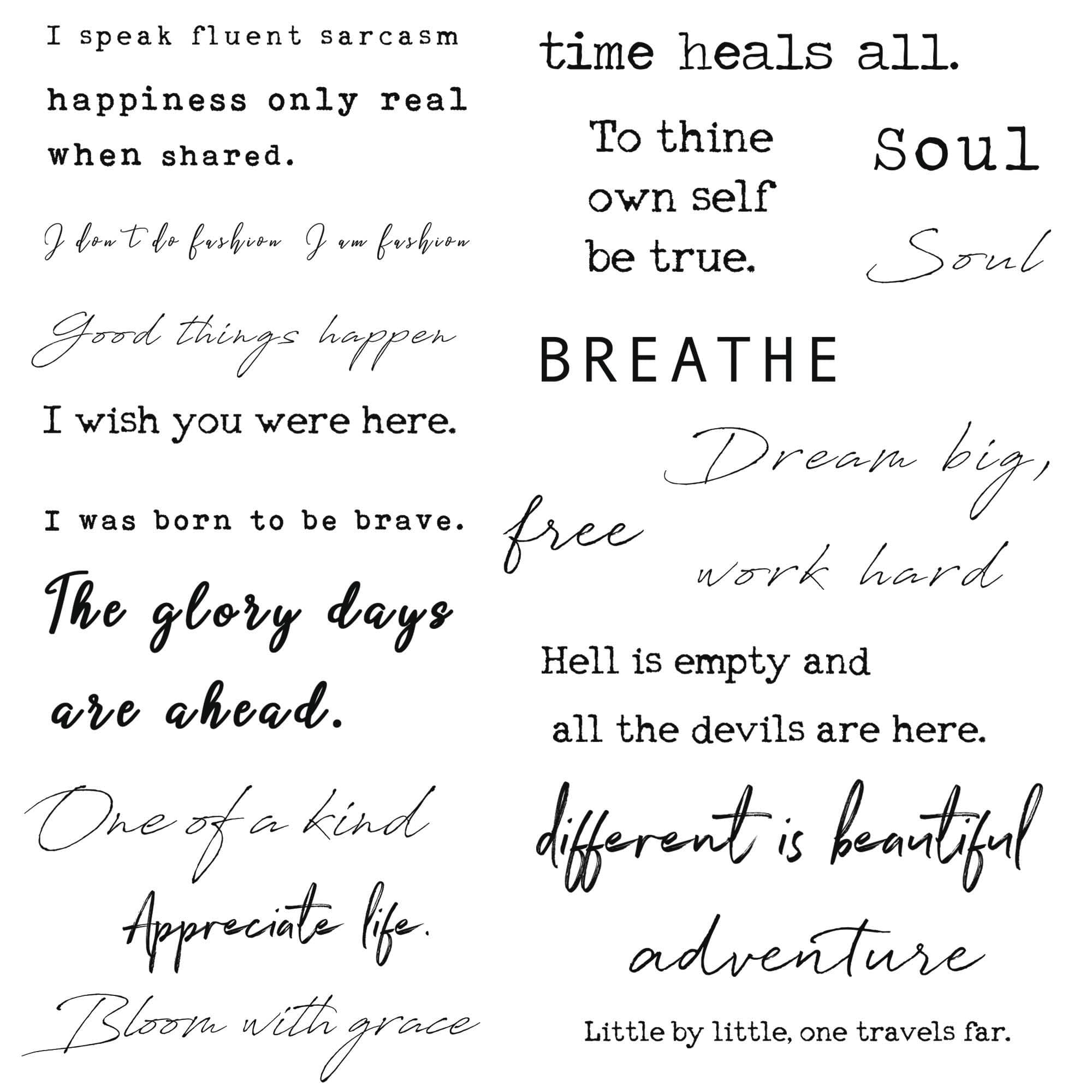 Everjoy Realistic Temporary Tattoos - 20 Line Pieces Waterproof Inspirational Tattoos for Women (Words)