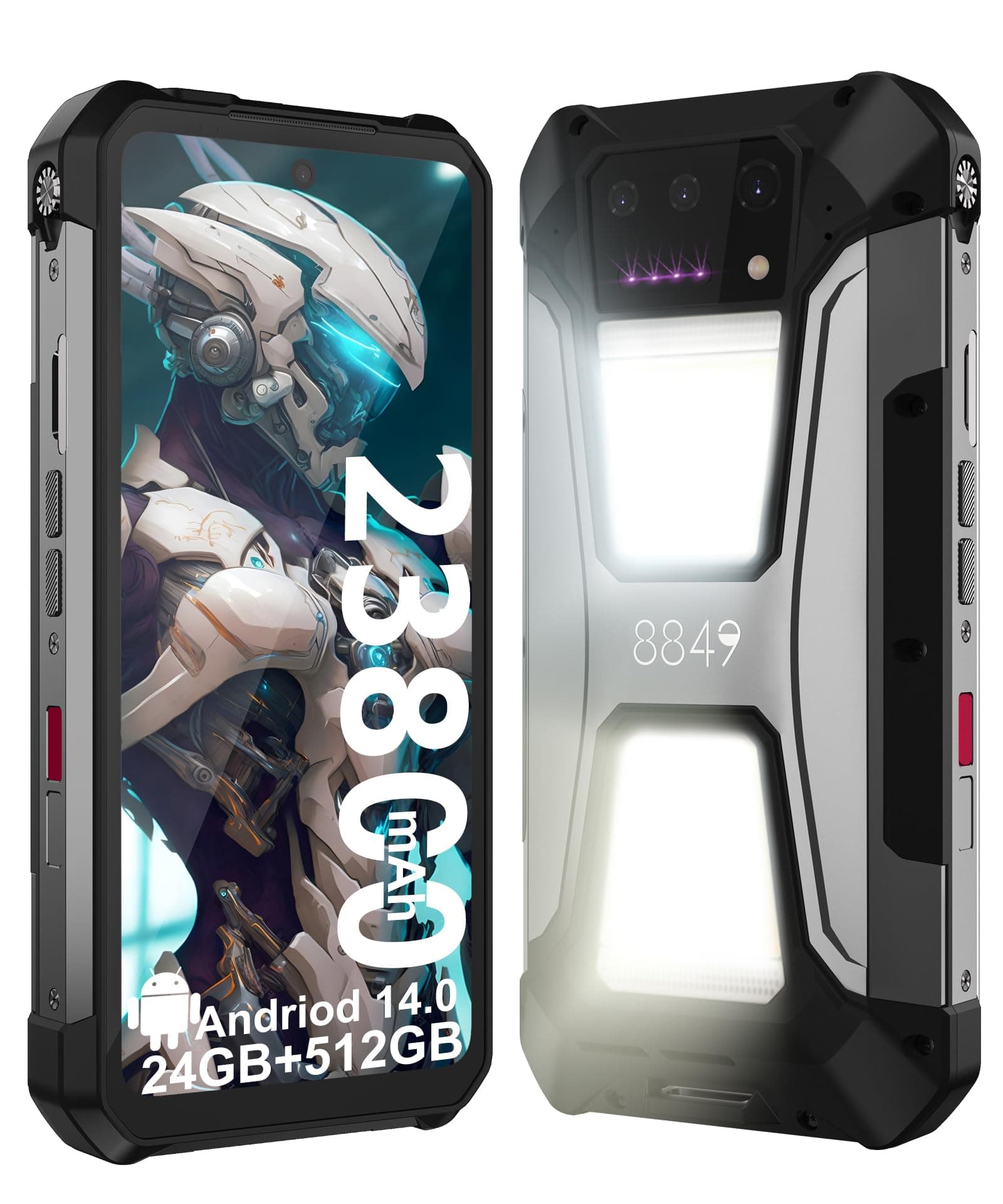 8849 Tank 2 Pro Rugged Smartphone Unlocked, 24+512GB/1TB Android 14 Rugged Cell Phone with Projector, 6.79’’ 4G Waterproof Mobile Phones 23800mAh, Fingerprint/Dual Sim/OTG/GPS/Face ID