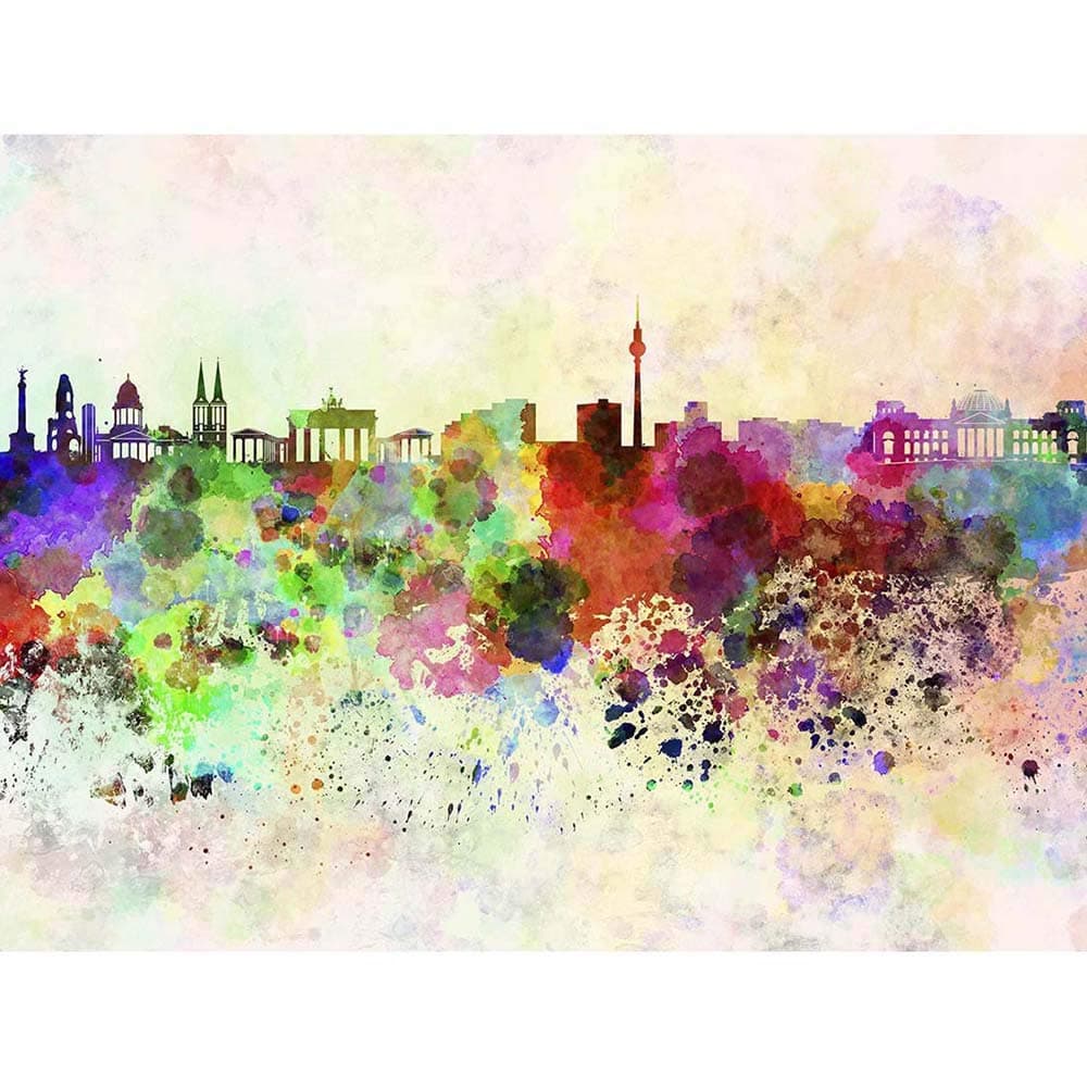 Wee Blue Coo Painting Illustration Cityscape Paint Splash Skyline Berlin Art Print Poster Wall Decor 12X16 Inch